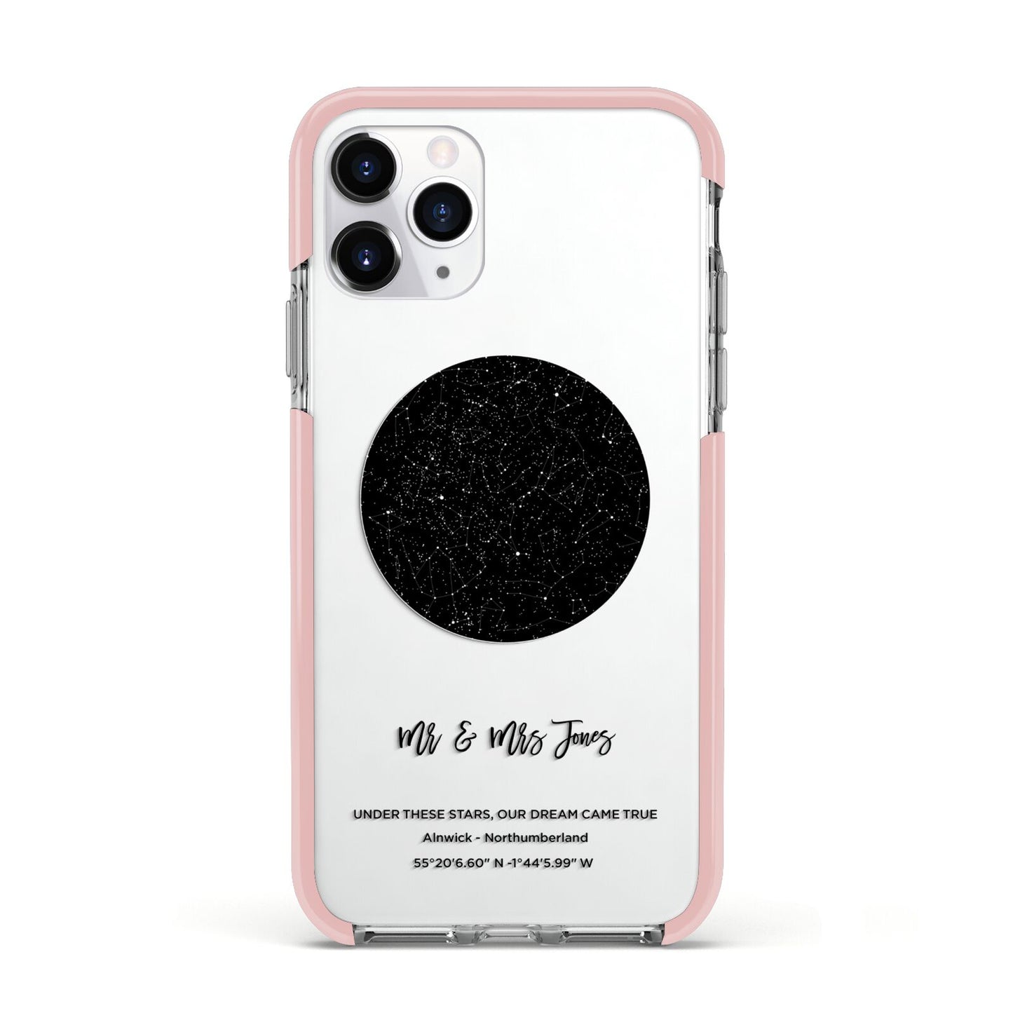 Star Map Apple iPhone 11 Pro in Silver with Pink Impact Case