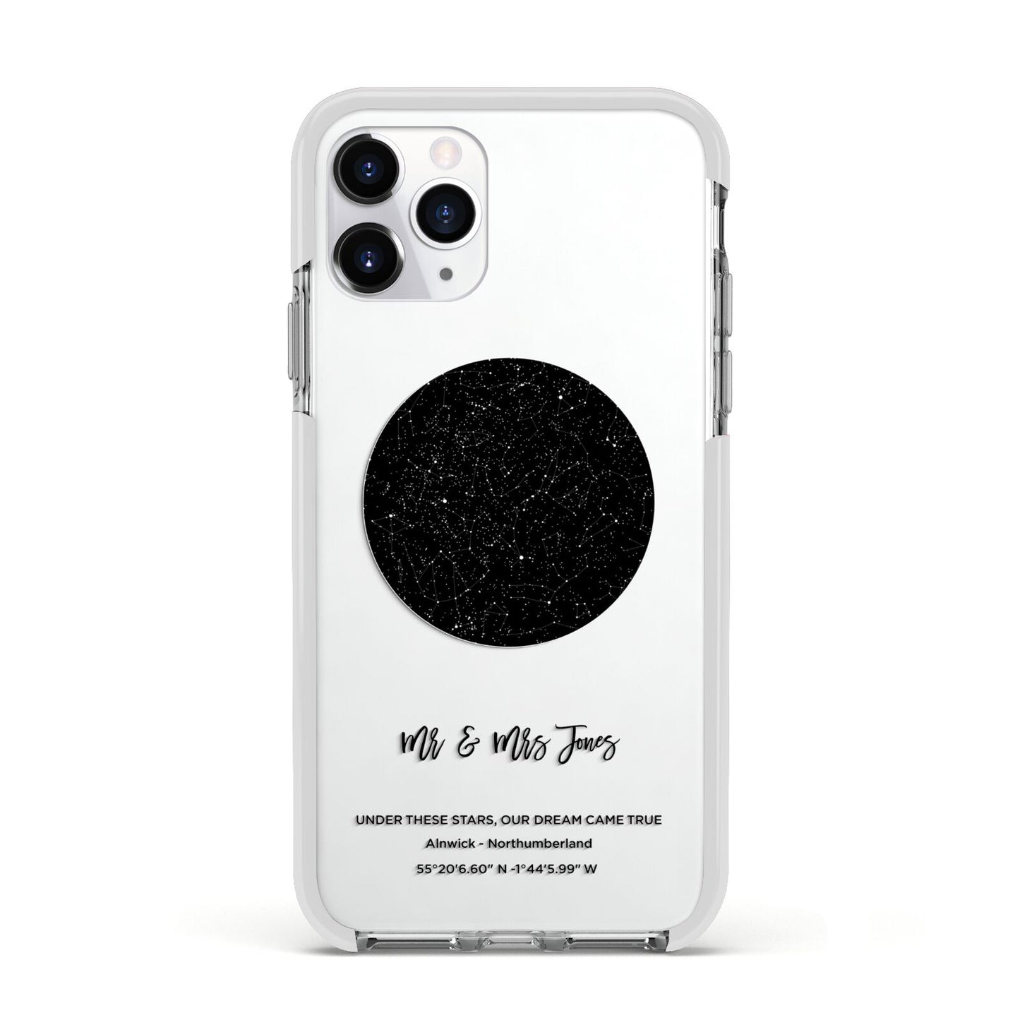 Star Map Apple iPhone 11 Pro in Silver with White Impact Case