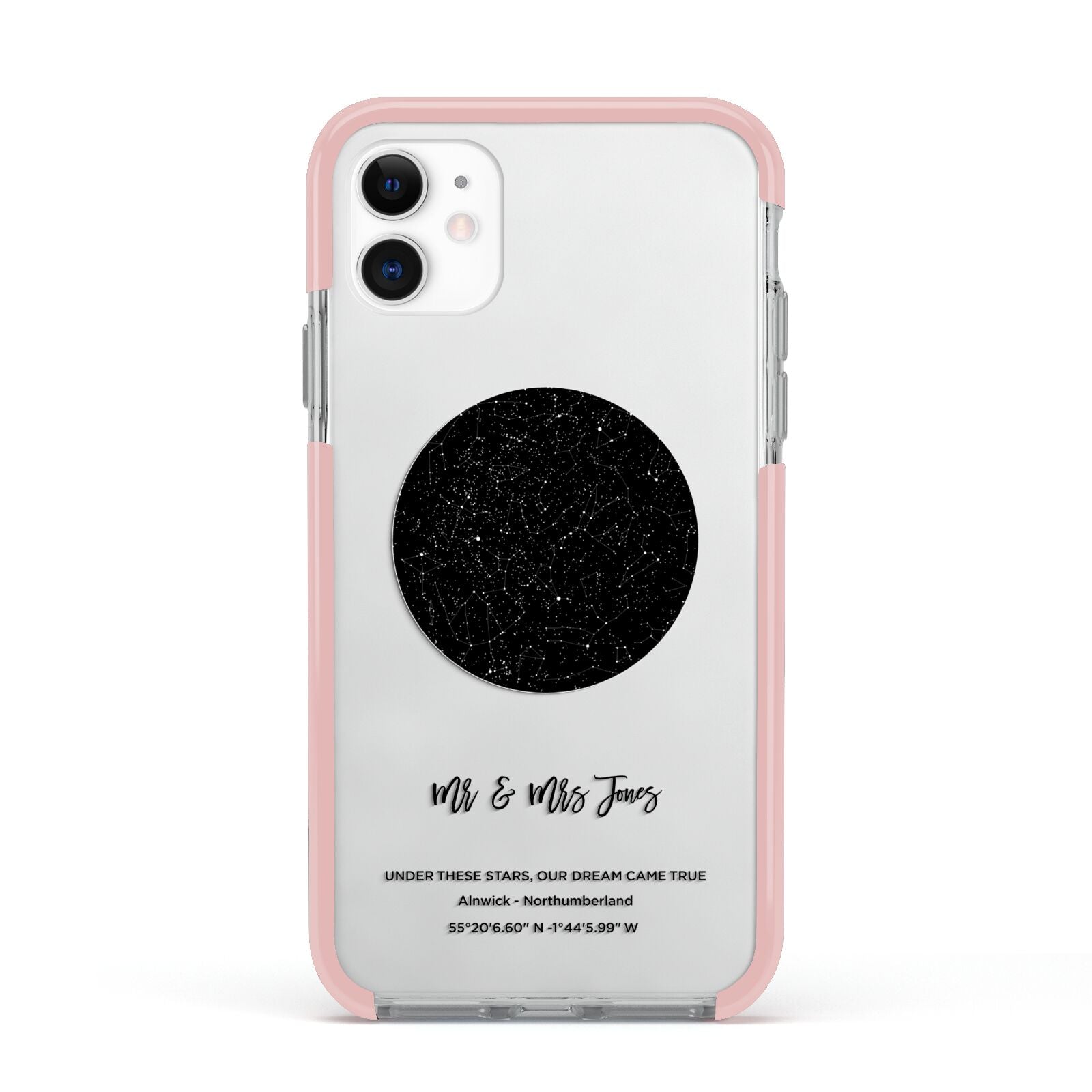 Star Map Apple iPhone 11 in White with Pink Impact Case