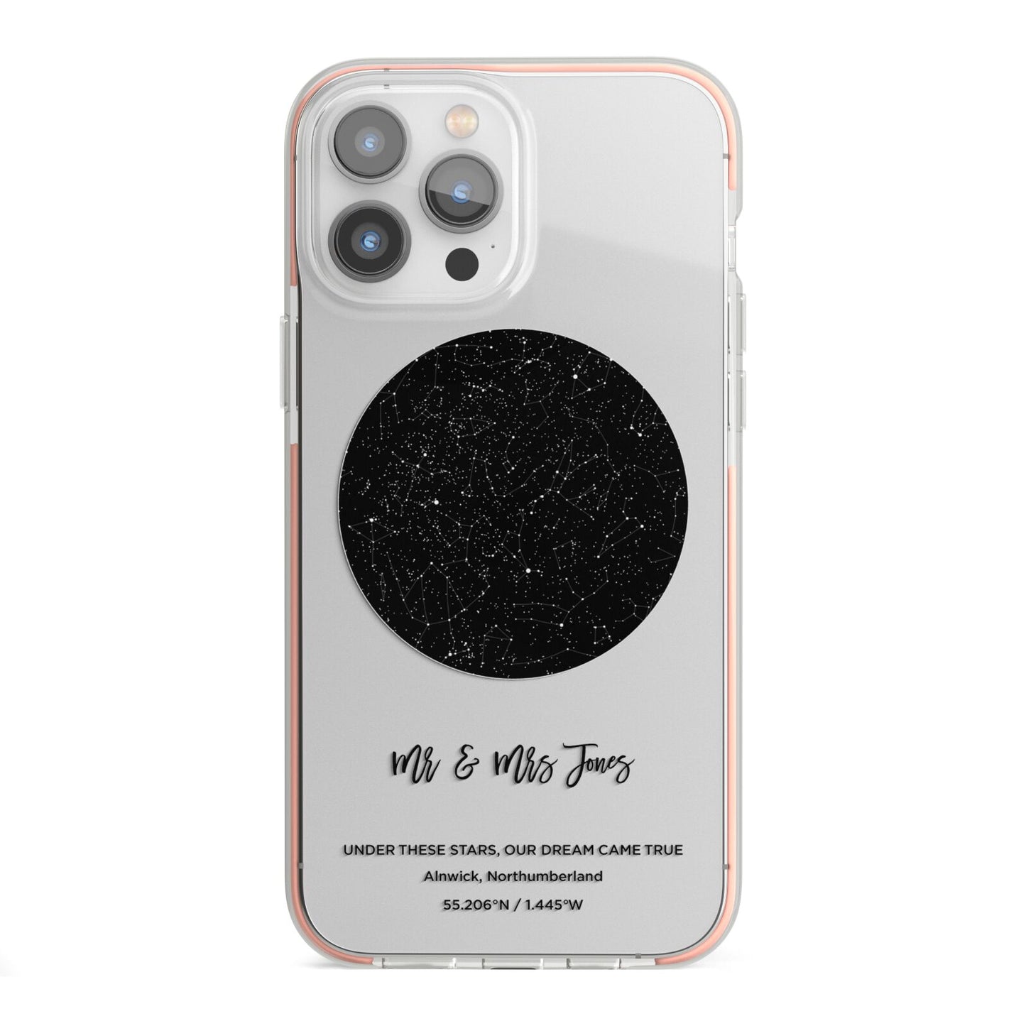 Star Map iPhone 13 Pro Max TPU Impact Case with Pink Edges