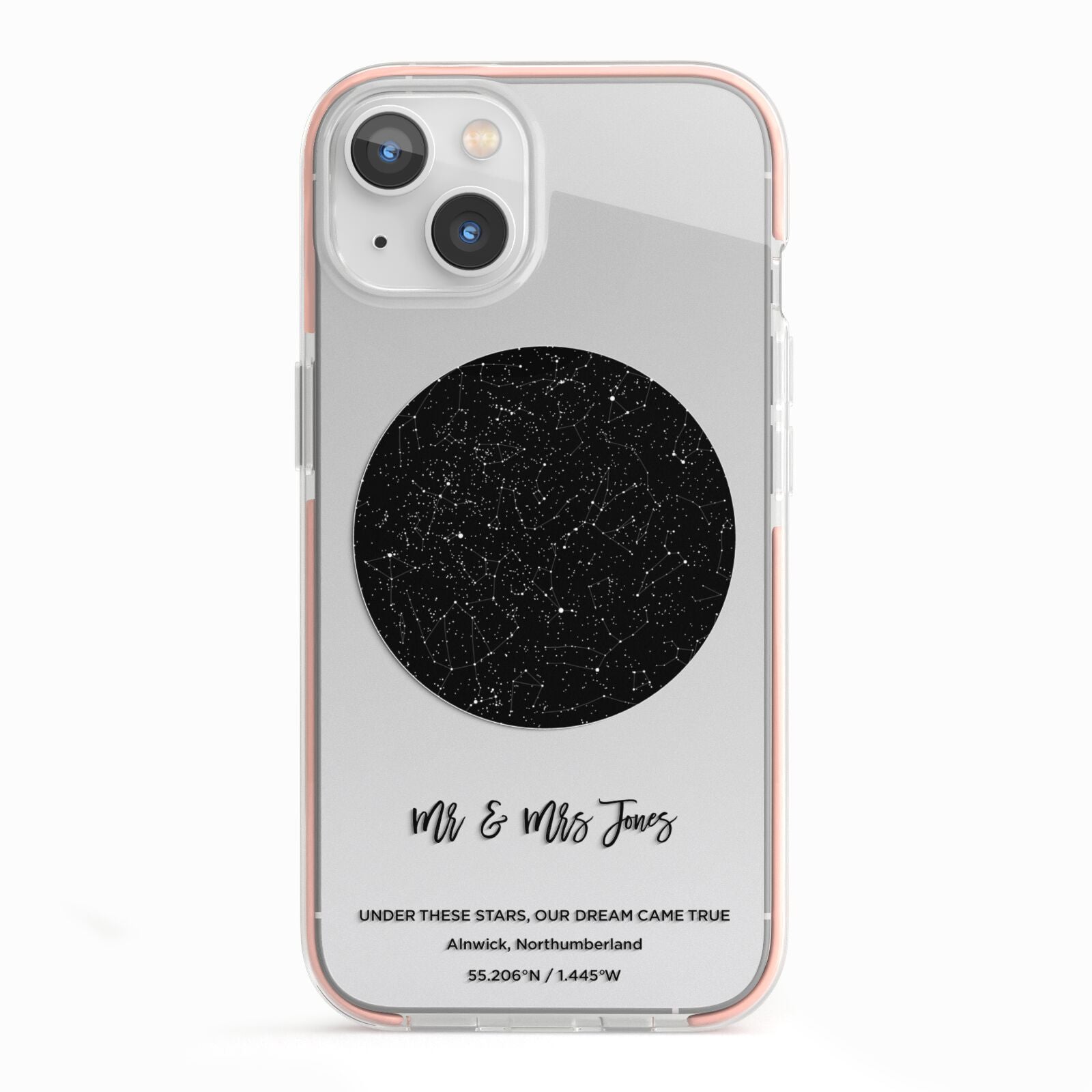 Star Map iPhone 13 TPU Impact Case with Pink Edges