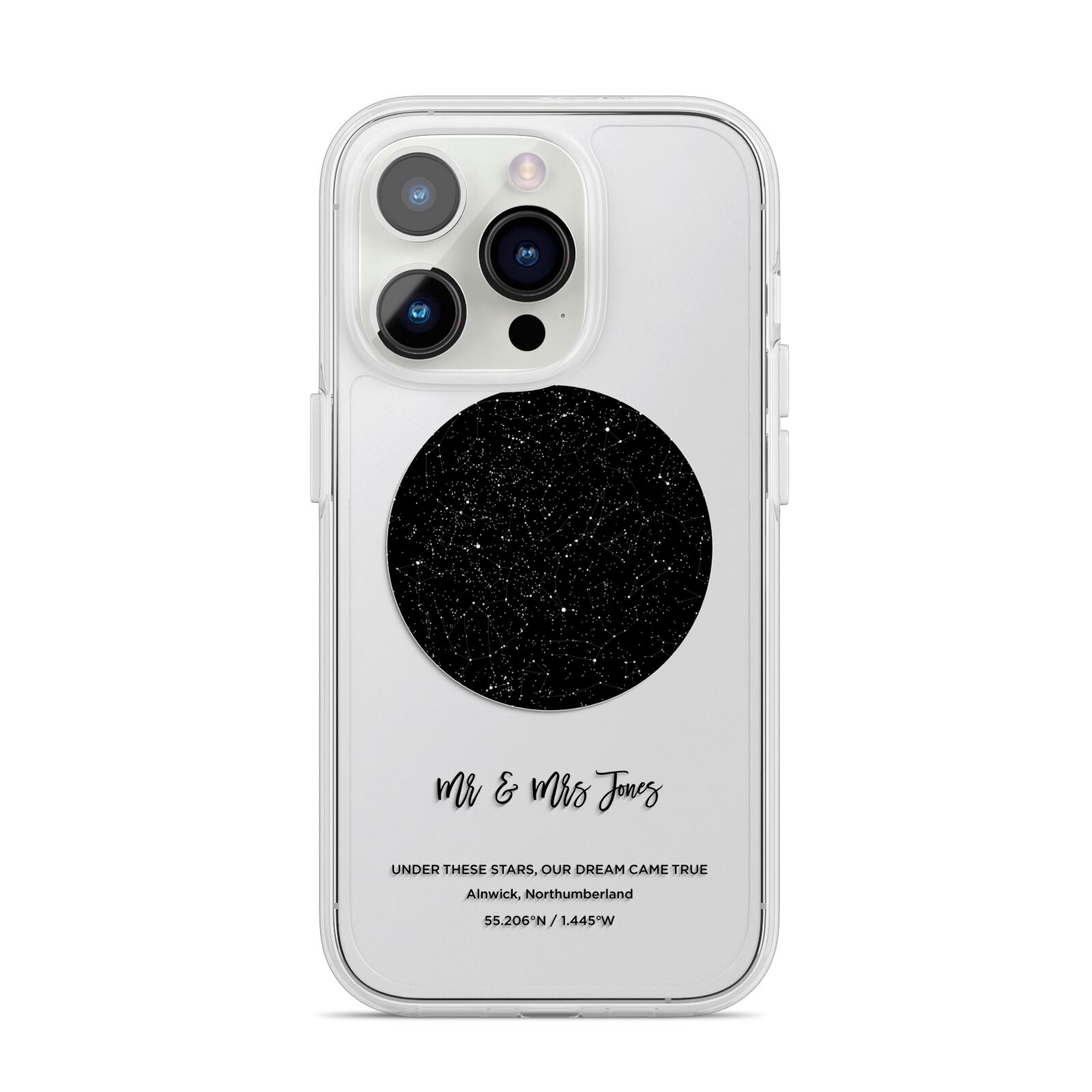 Star Map iPhone 14 Pro Clear Tough Case Silver