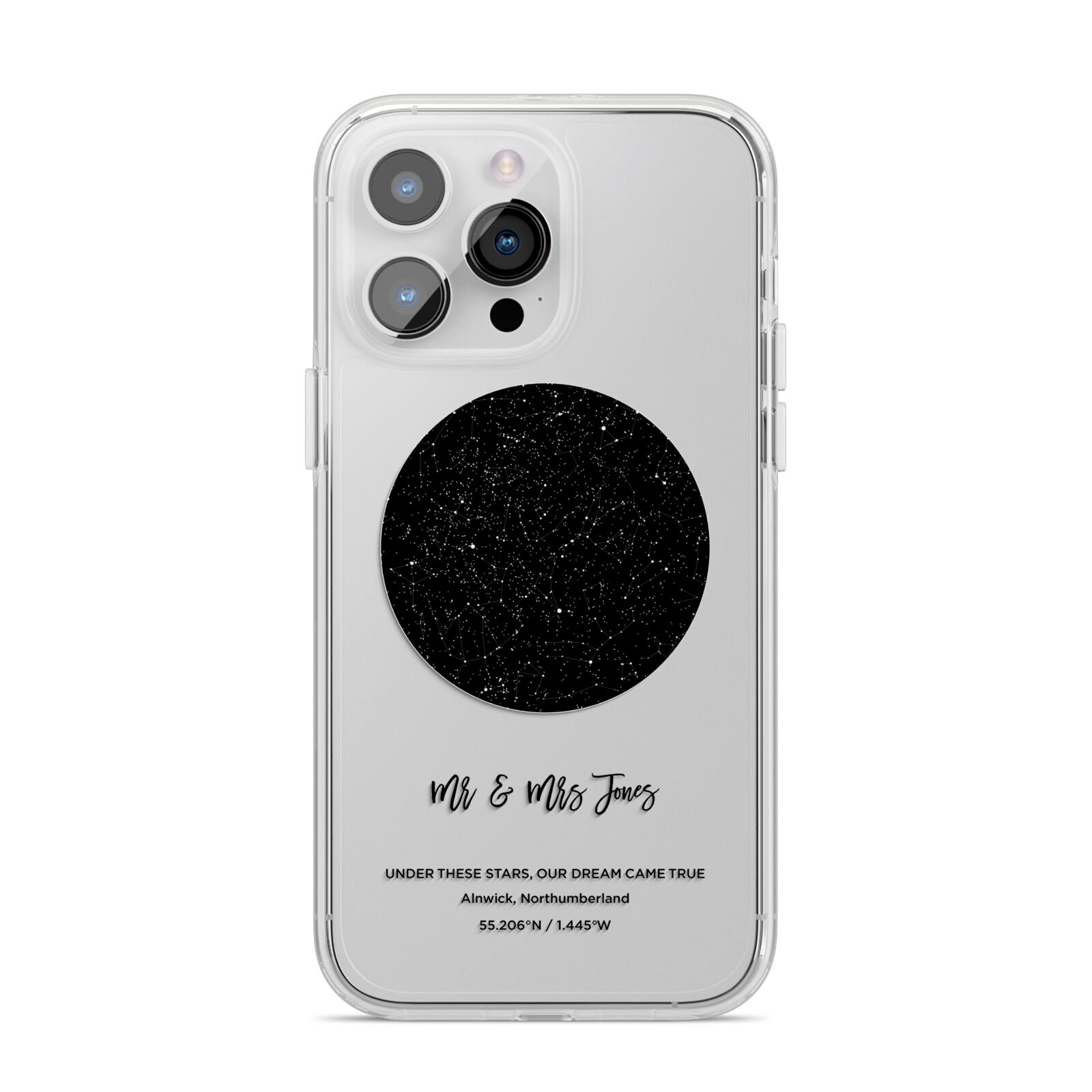 Star Map iPhone 14 Pro Max Clear Tough Case Silver