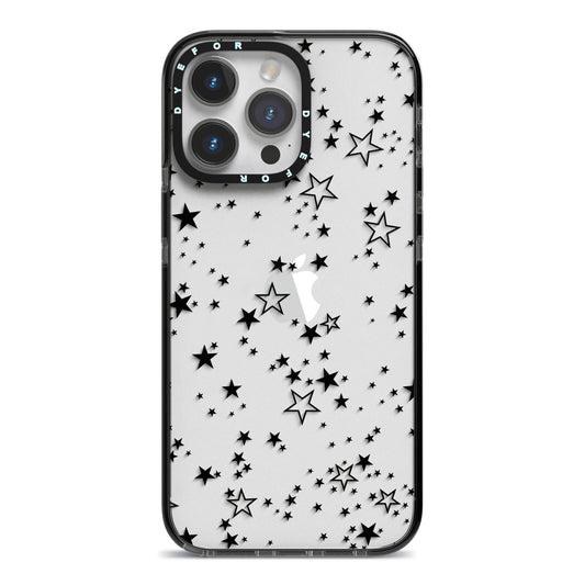 Star iPhone 14 Pro Max Black Impact Case on Silver phone