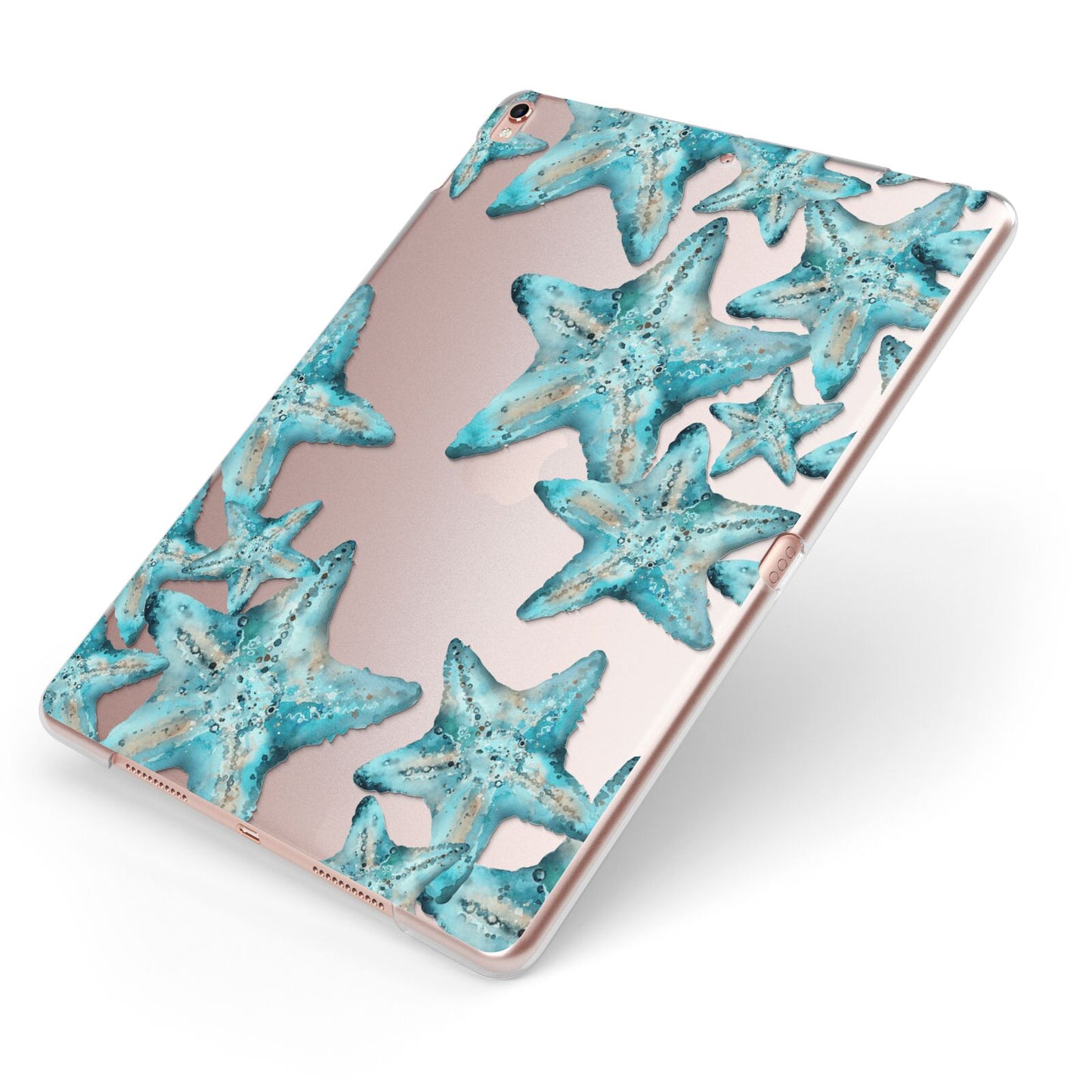 Starfish Apple iPad Case on Rose Gold iPad Side View