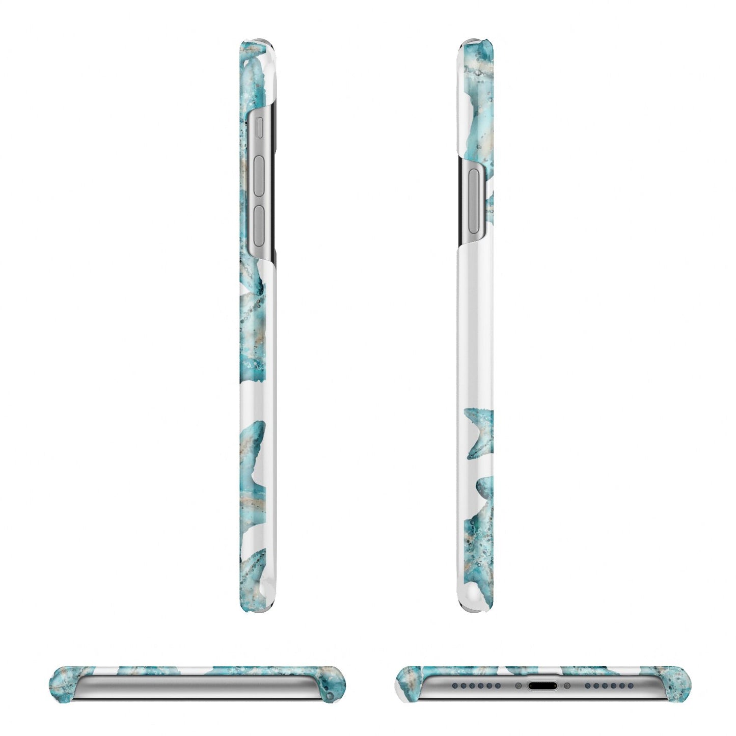 Starfish Apple iPhone XR 3D Wrap Snap Case Angled Images on White Phone