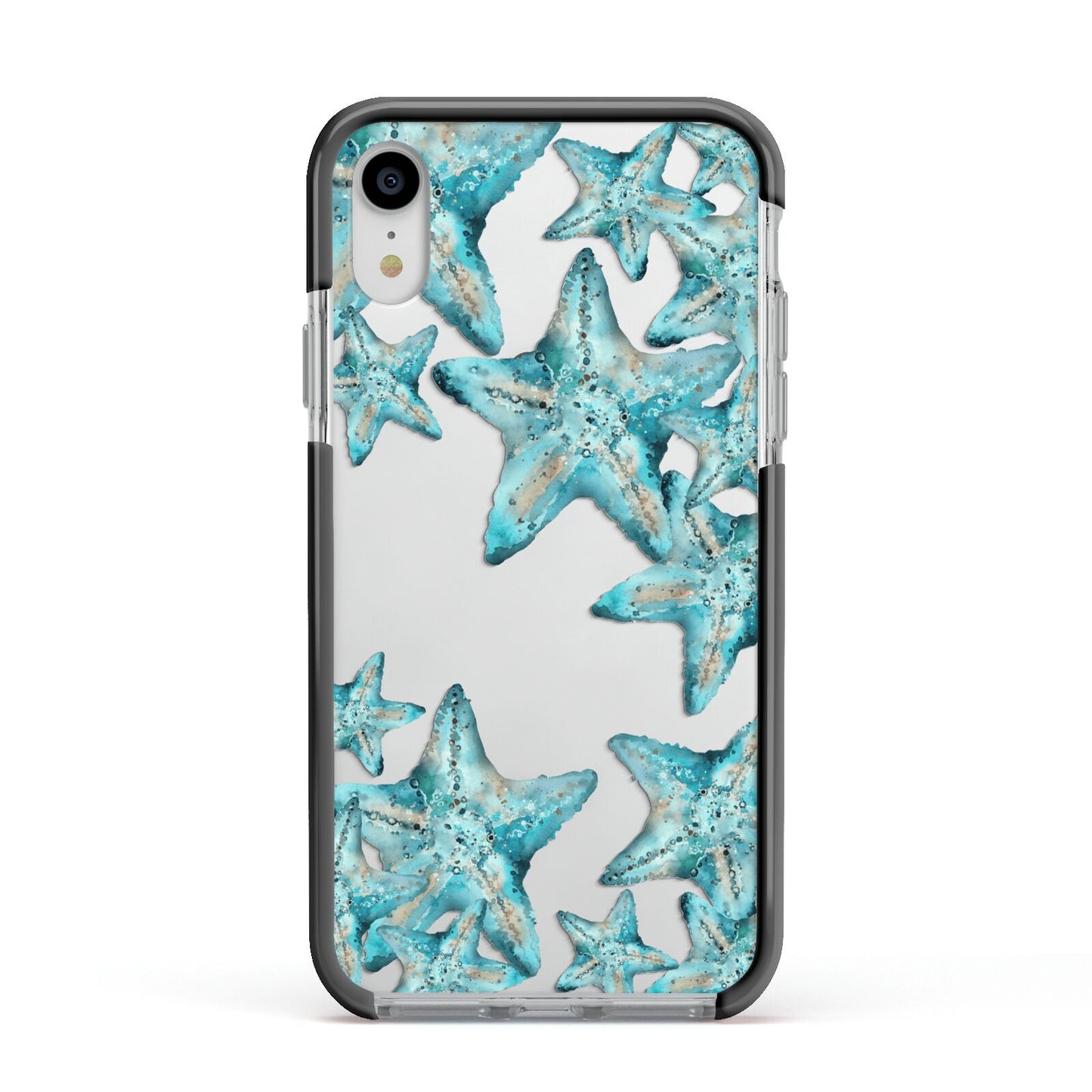 Starfish Apple iPhone XR Impact Case Black Edge on Silver Phone