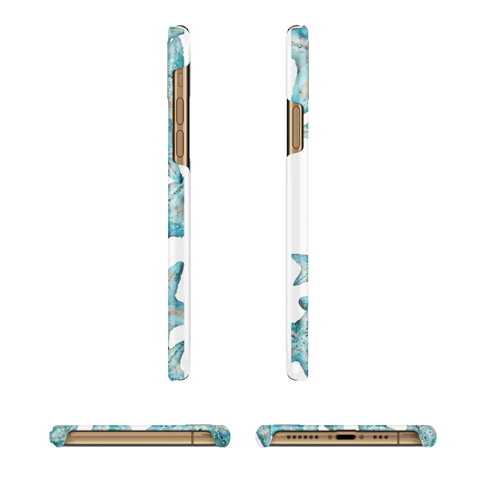 Starfish Apple iPhone Xs 3D Wrap Snap Case Angled Images