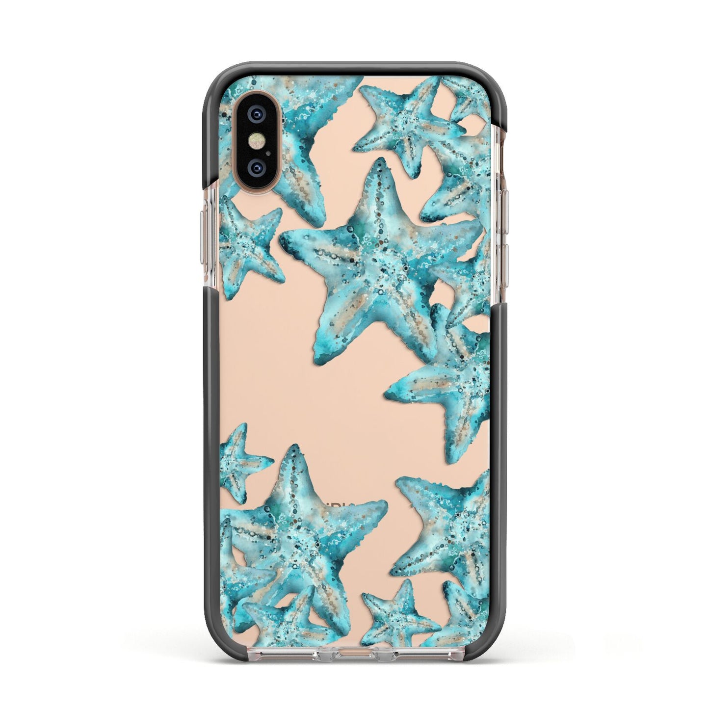 Starfish Apple iPhone Xs Impact Case Black Edge on Gold Phone