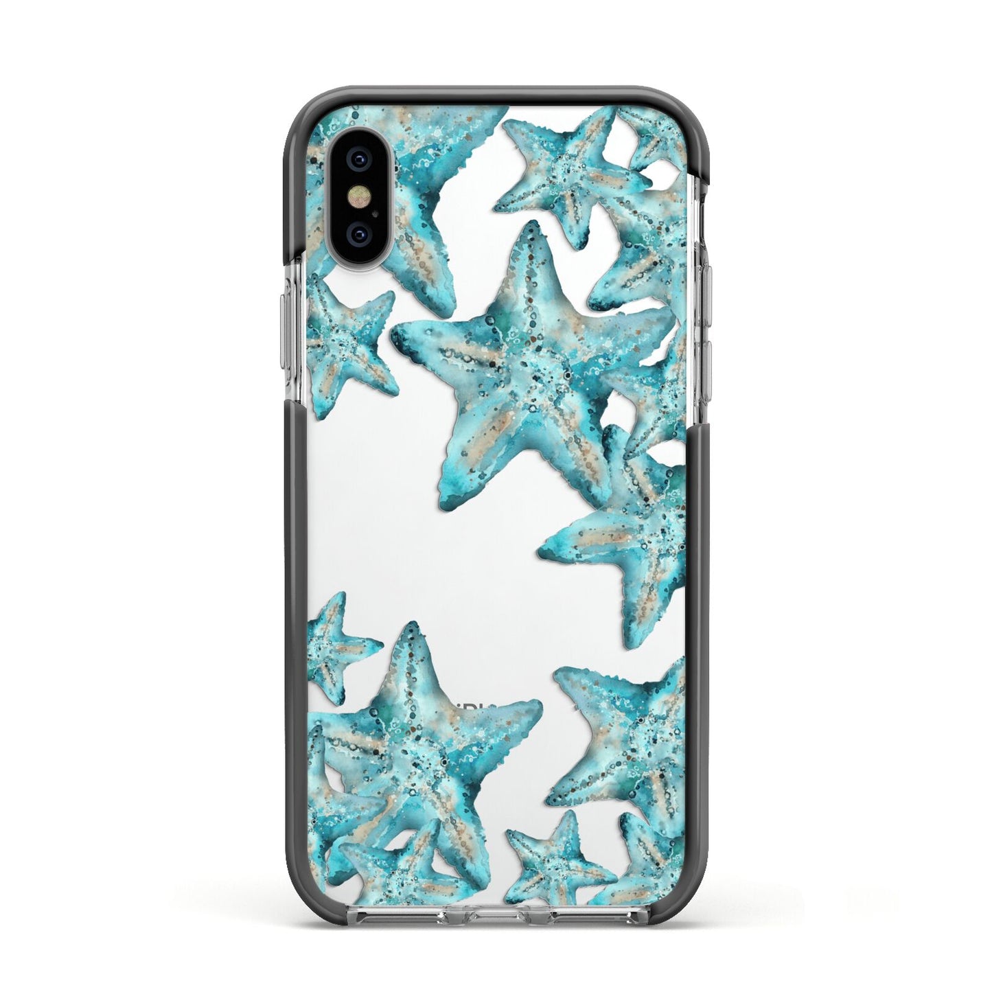 Starfish Apple iPhone Xs Impact Case Black Edge on Silver Phone