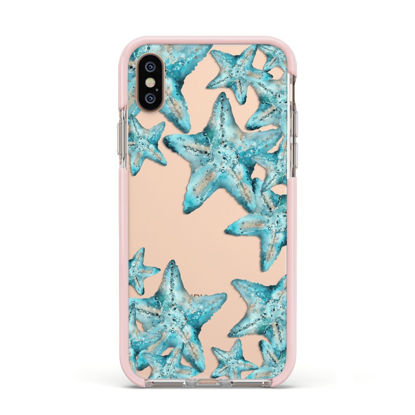 Starfish Apple iPhone Xs Impact Case Pink Edge on Gold Phone