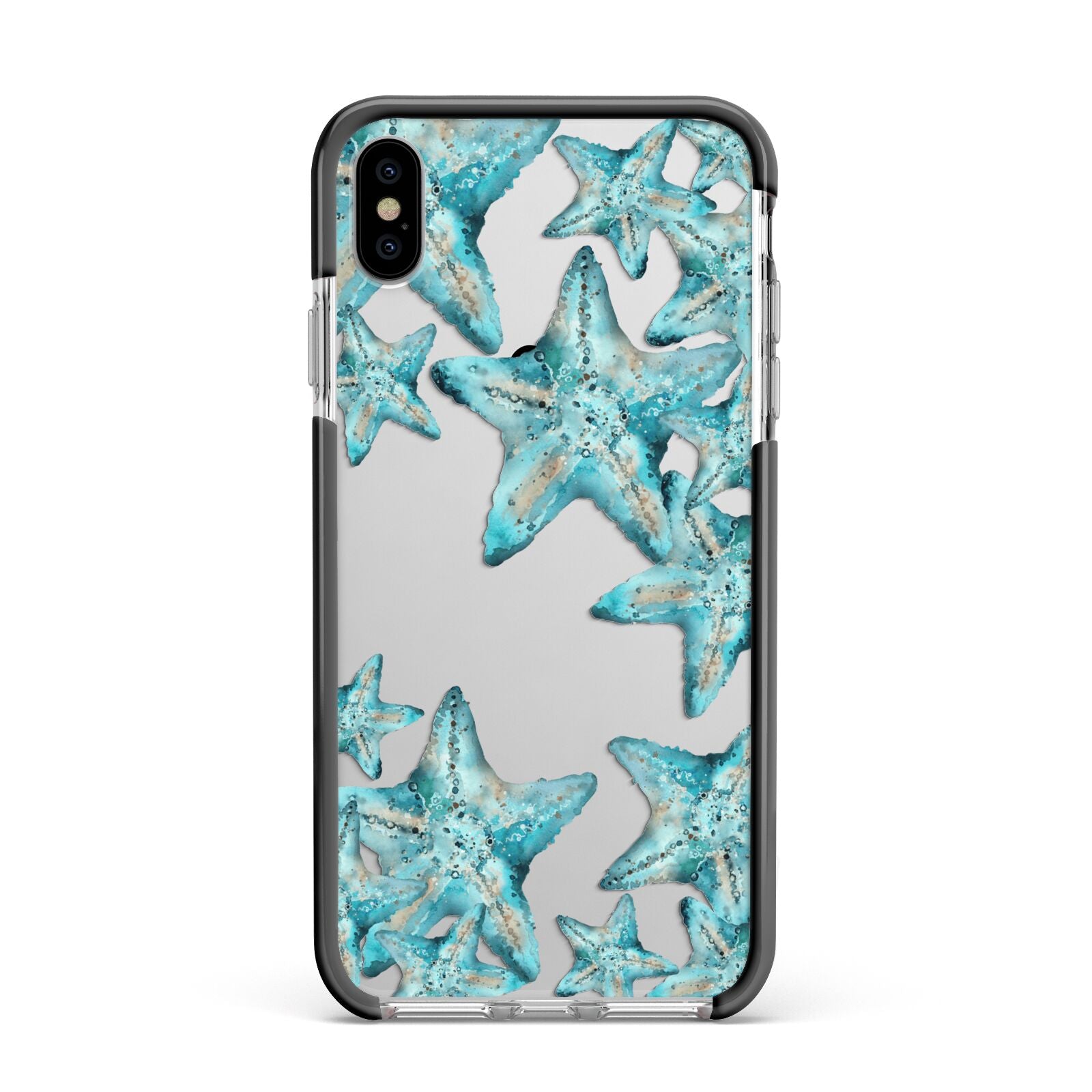 Starfish Apple iPhone Xs Max Impact Case Black Edge on Silver Phone