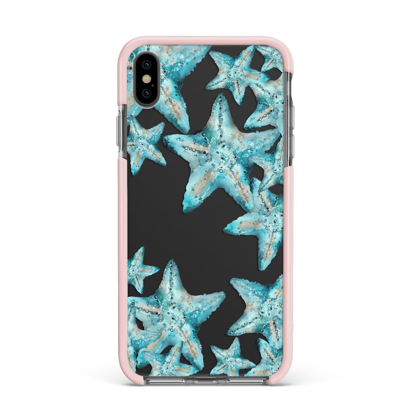 Starfish Apple iPhone Xs Max Impact Case Pink Edge on Black Phone