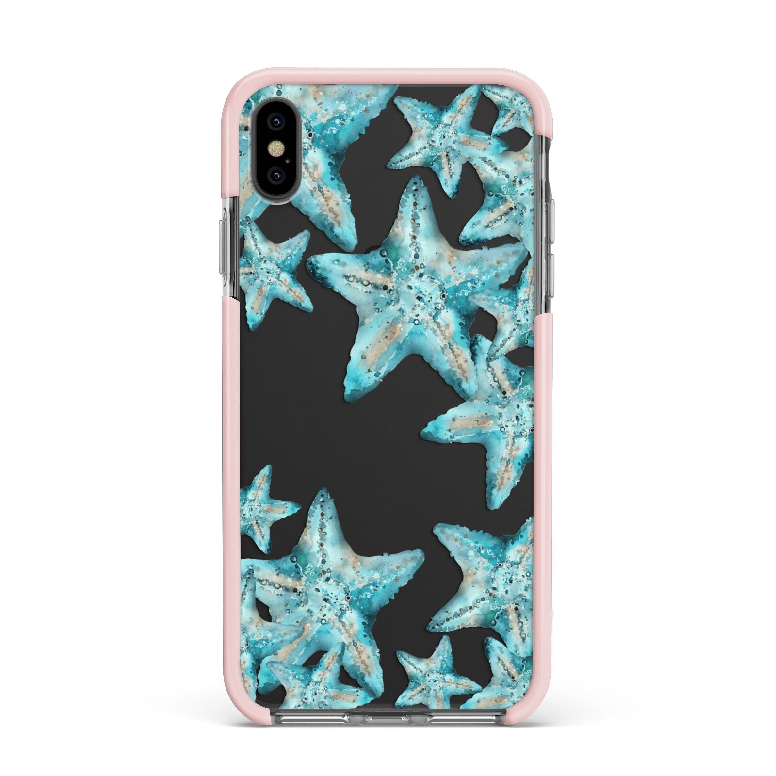 Starfish Apple iPhone Xs Max Impact Case Pink Edge on Black Phone