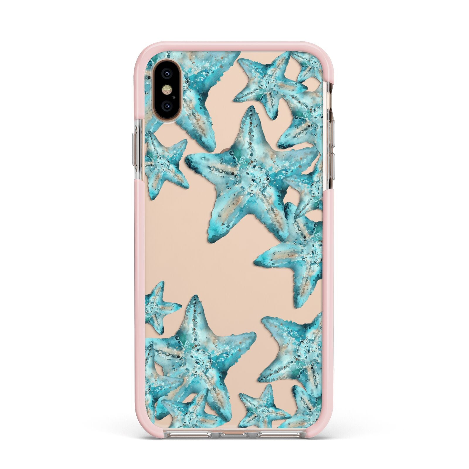 Starfish Apple iPhone Xs Max Impact Case Pink Edge on Gold Phone