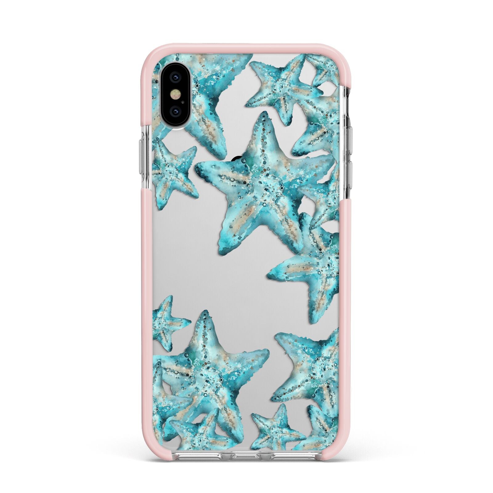 Starfish Apple iPhone Xs Max Impact Case Pink Edge on Silver Phone