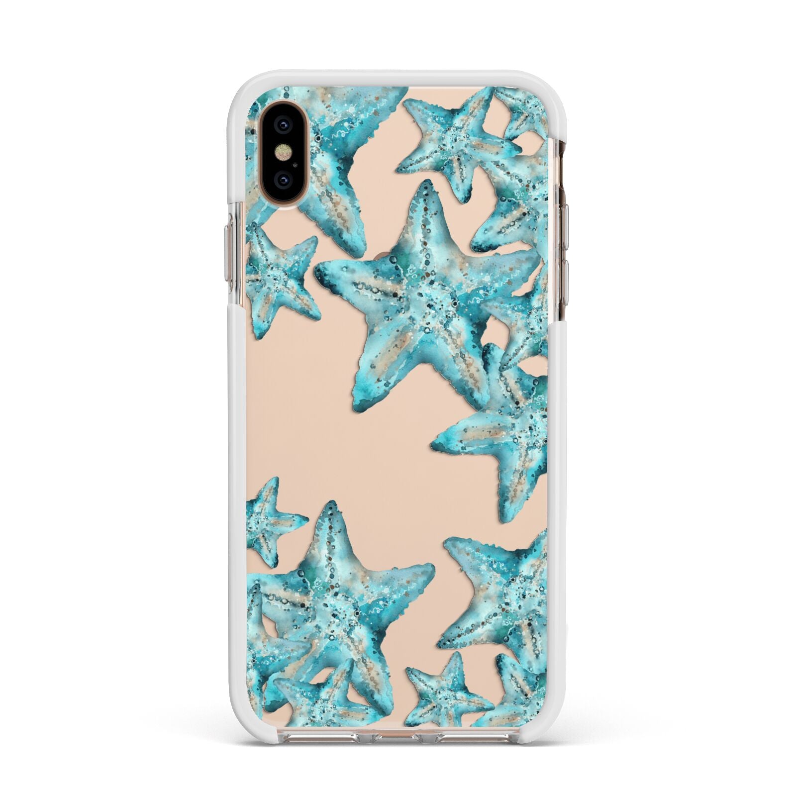 Starfish Apple iPhone Xs Max Impact Case White Edge on Gold Phone
