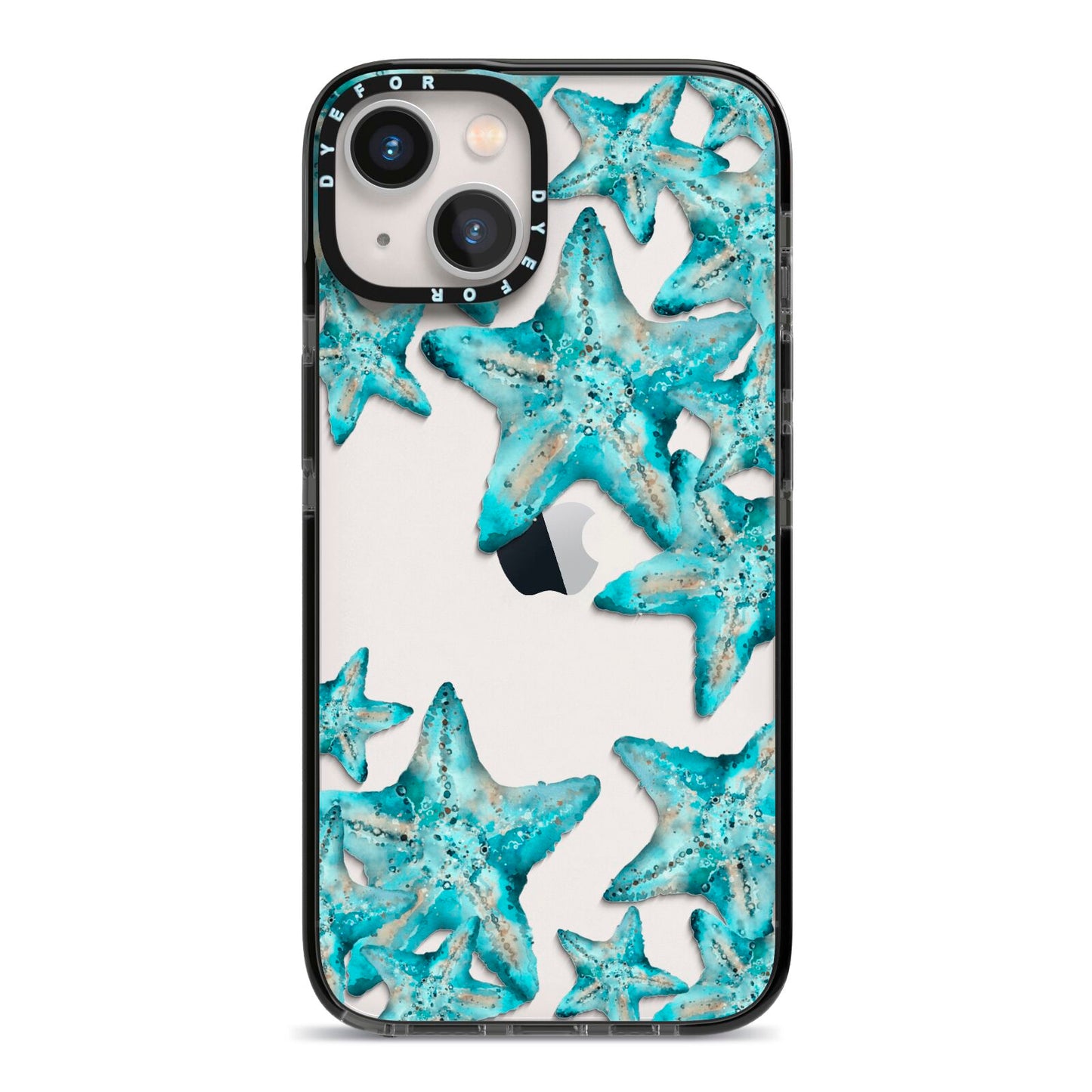 Starfish iPhone 13 Black Impact Case on Silver phone