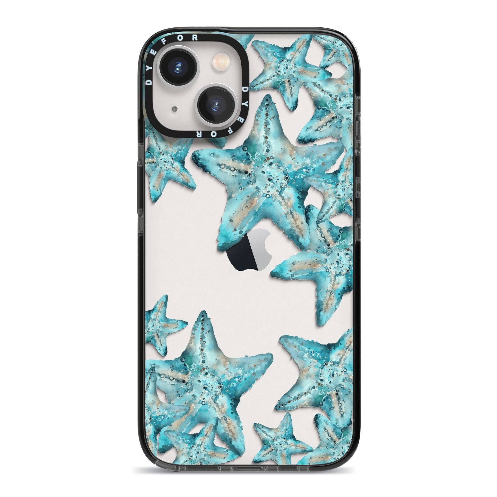 Starfish iPhone 13 Black Impact Case on Silver phone