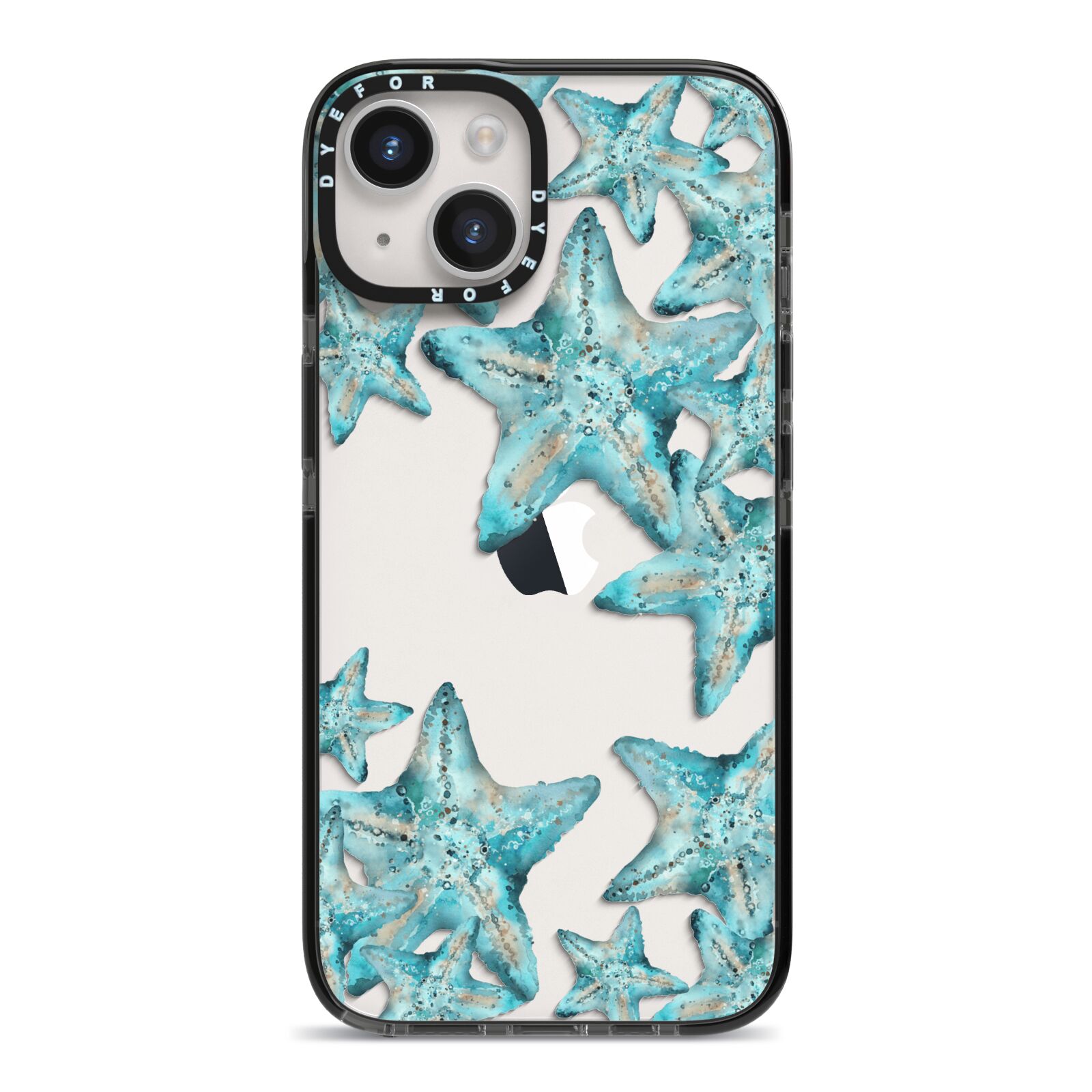 Starfish iPhone 14 Black Impact Case on Silver phone