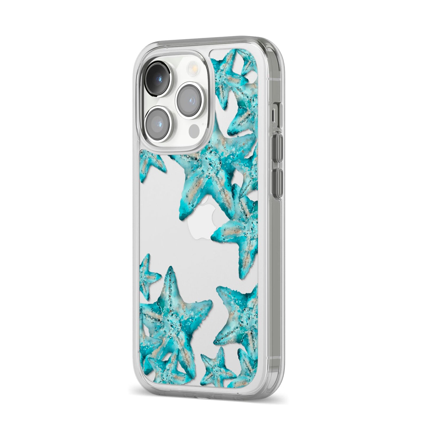Starfish iPhone 14 Pro Clear Tough Case Silver Angled Image