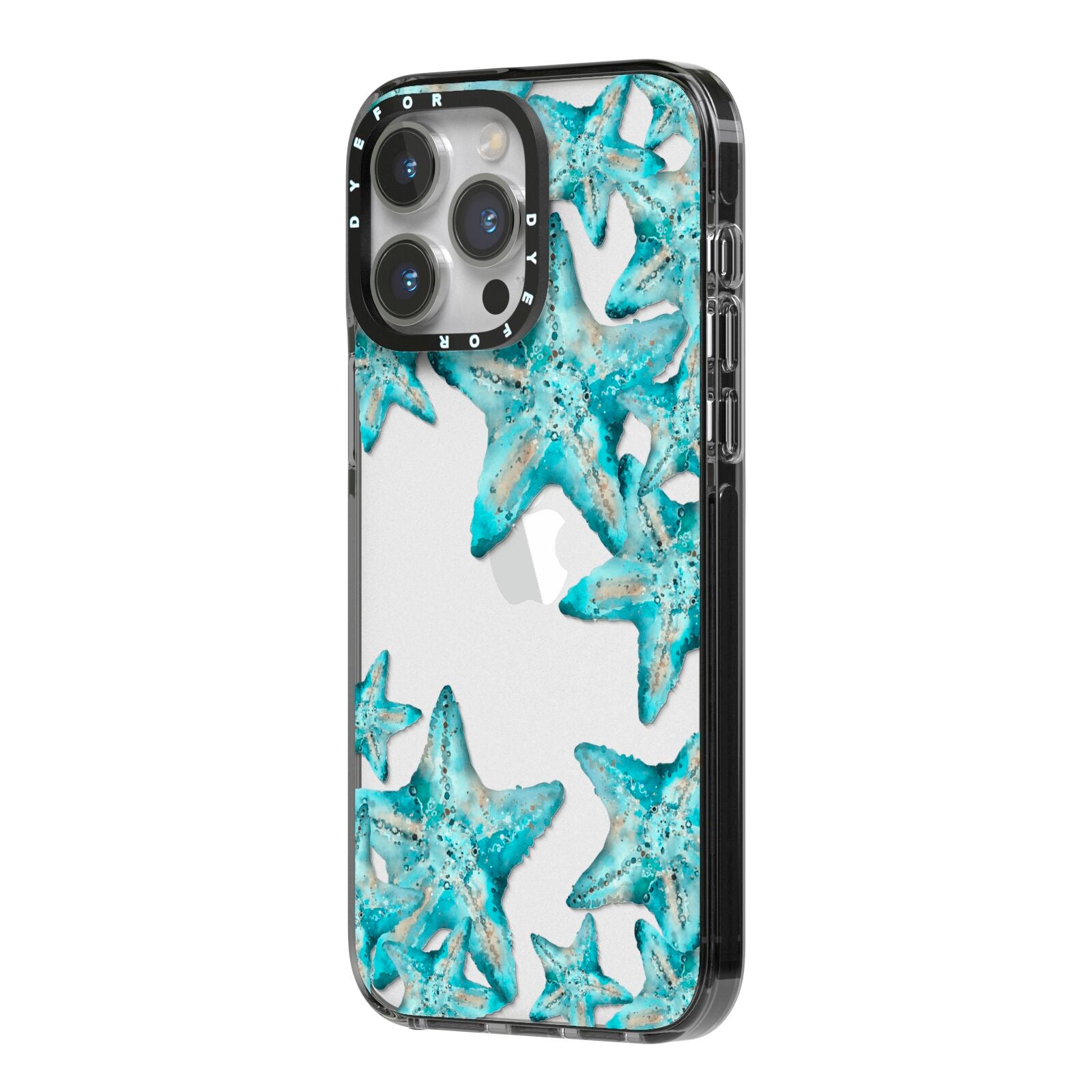 Starfish iPhone 14 Pro Max Black Impact Case Side Angle on Silver phone