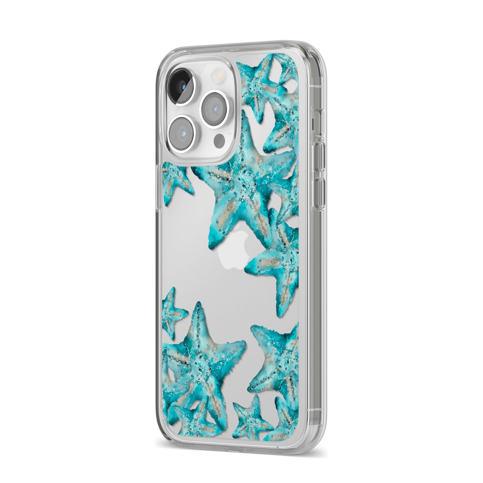 Starfish iPhone 14 Pro Max Clear Tough Case Silver Angled Image