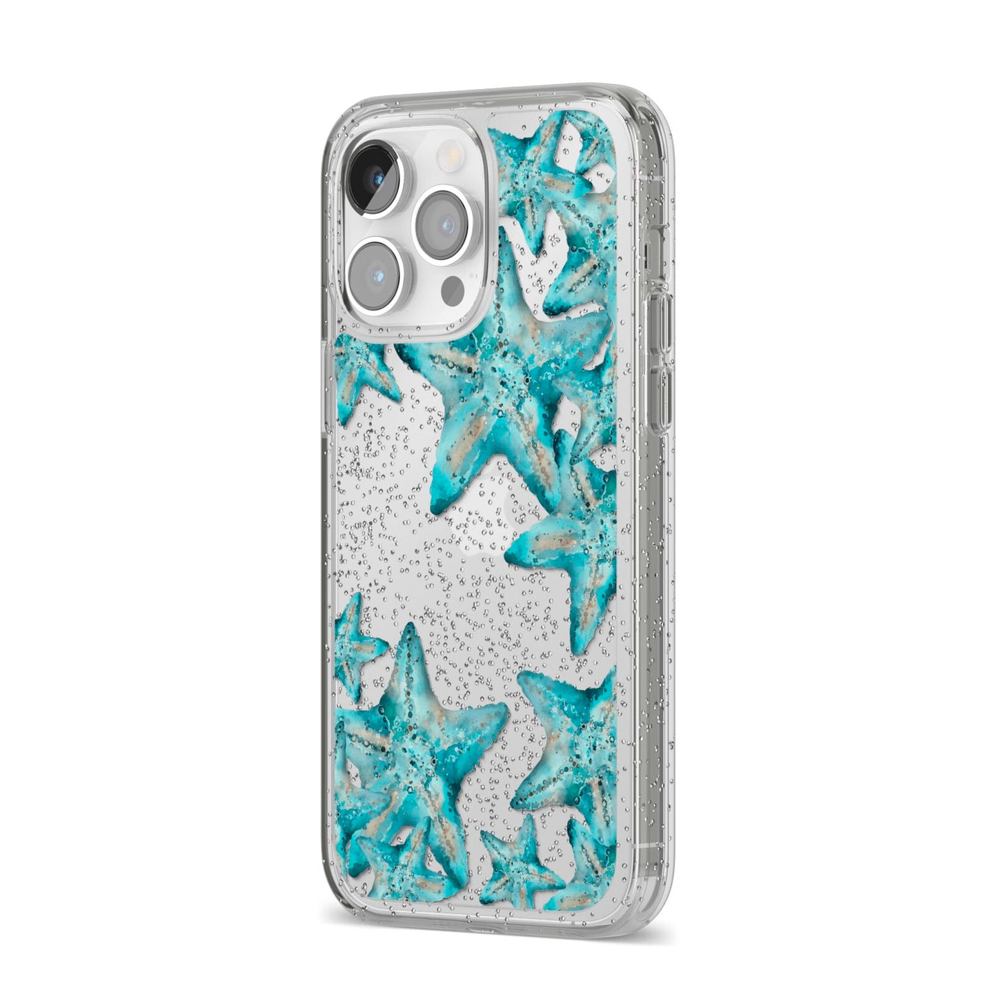 Starfish iPhone 14 Pro Max Glitter Tough Case Silver Angled Image