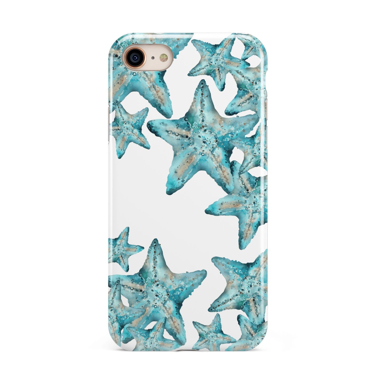 Starfish iPhone 8 3D Tough Case on Gold Phone