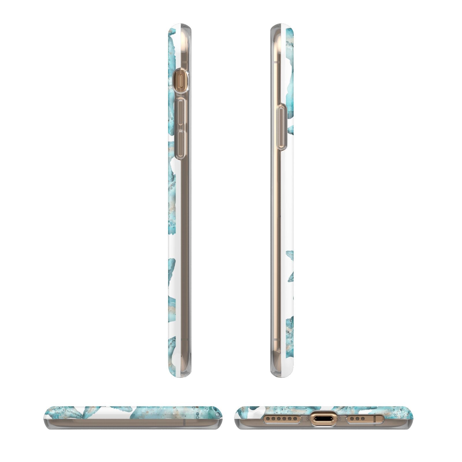 Starfish iPhone XS 3D Tough Case in Gold Angled Images