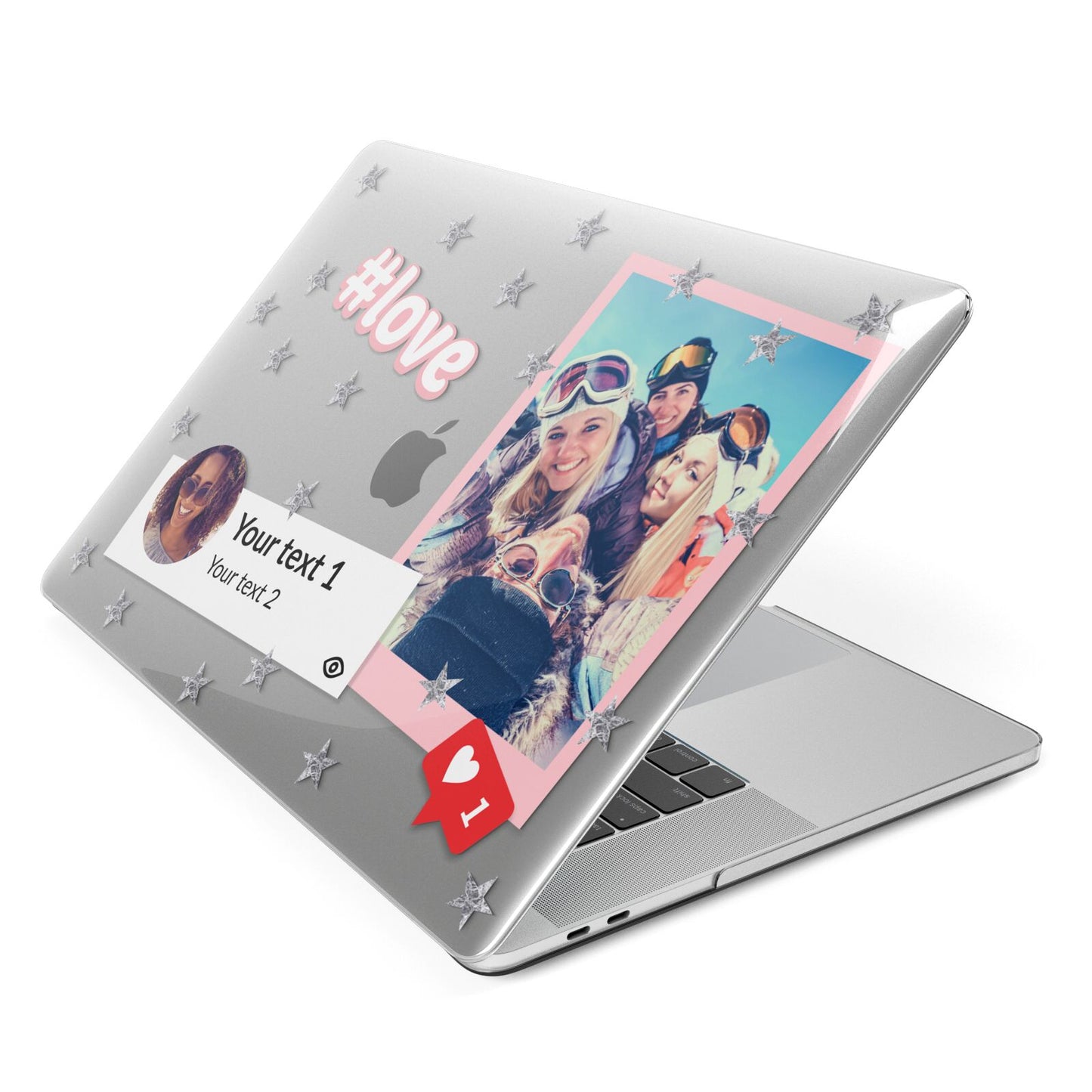 Starry Social Media Photo Montage Upload with Text Apple MacBook Case Side View