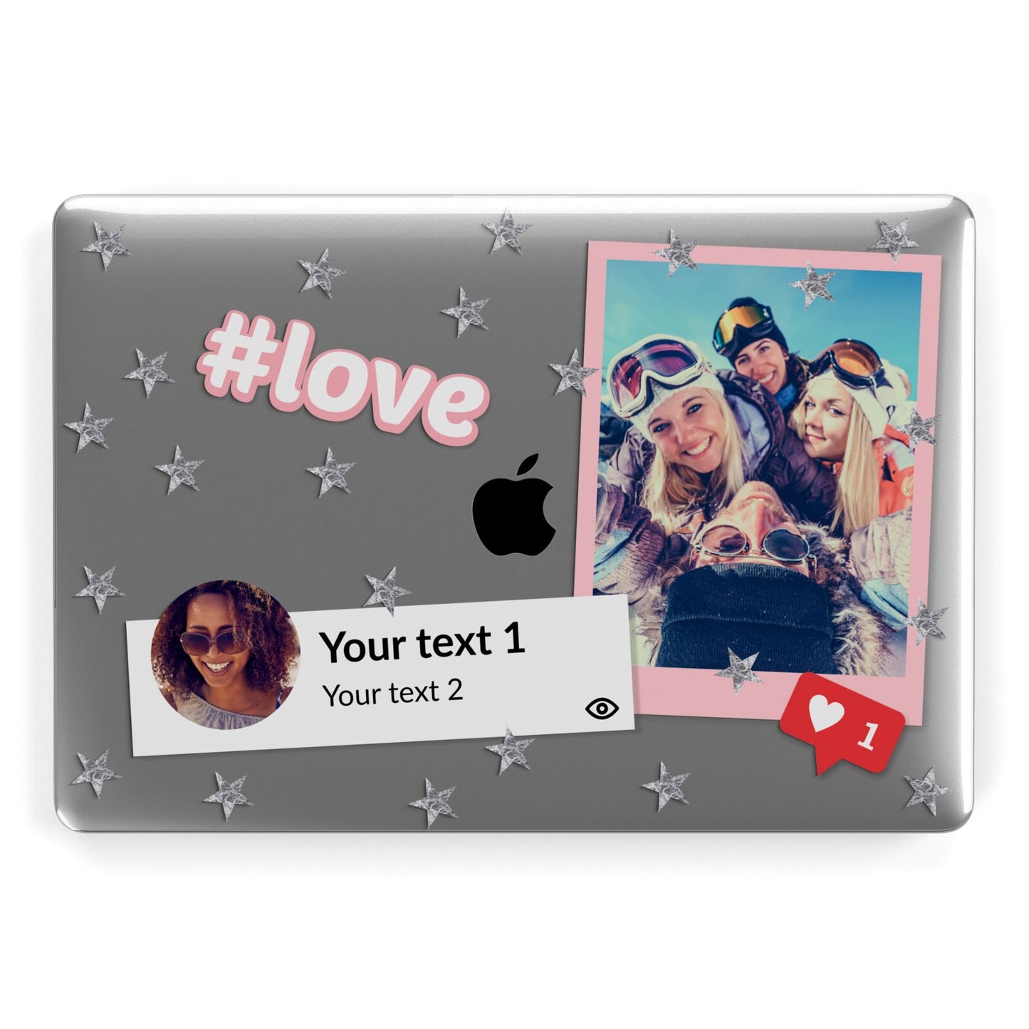 Starry Social Media Photo Montage Upload with Text Apple MacBook Case