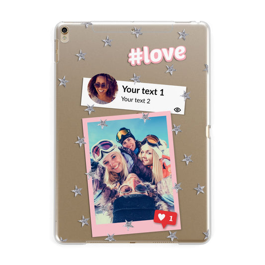 Starry Social Media Photo Montage Upload with Text Apple iPad Gold Case