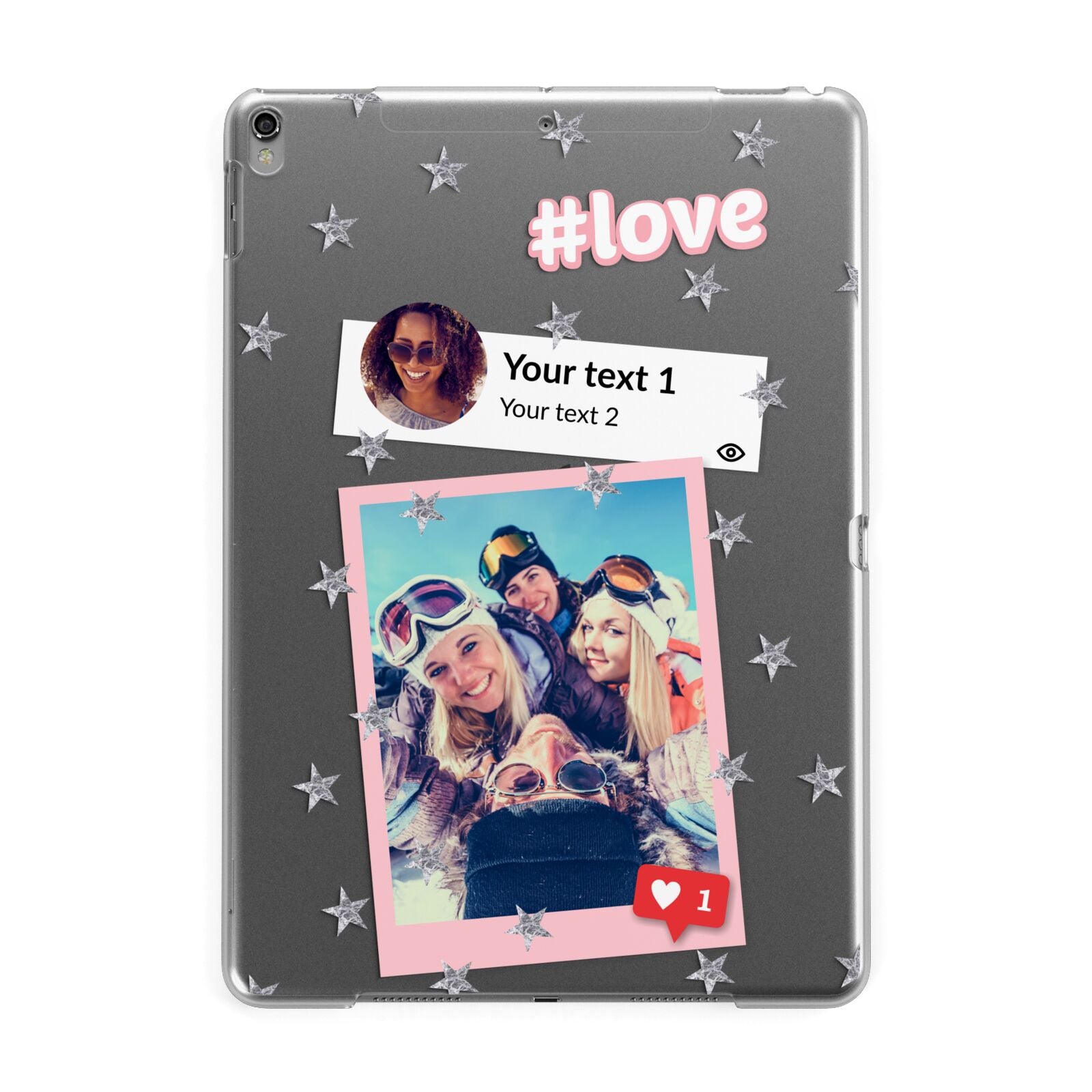 Starry Social Media Photo Montage Upload with Text Apple iPad Grey Case