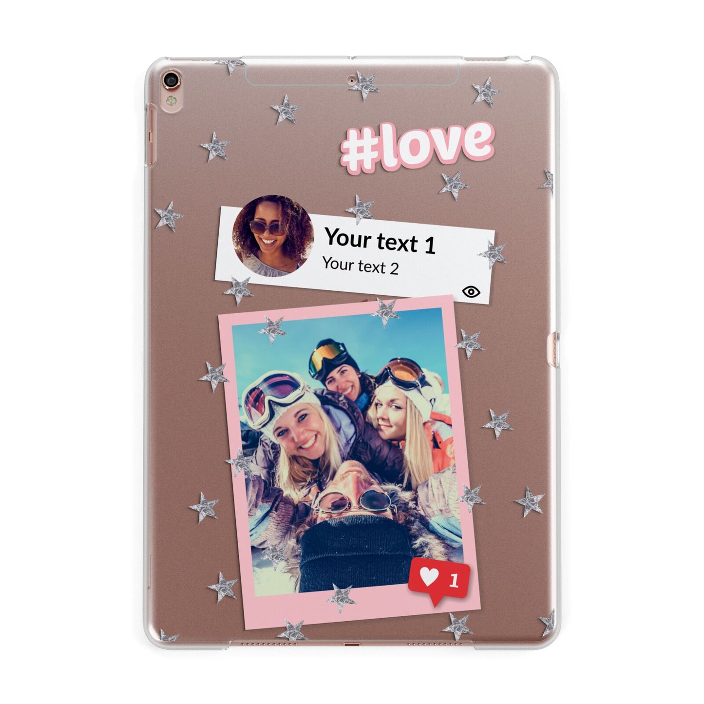 Starry Social Media Photo Montage Upload with Text Apple iPad Rose Gold Case