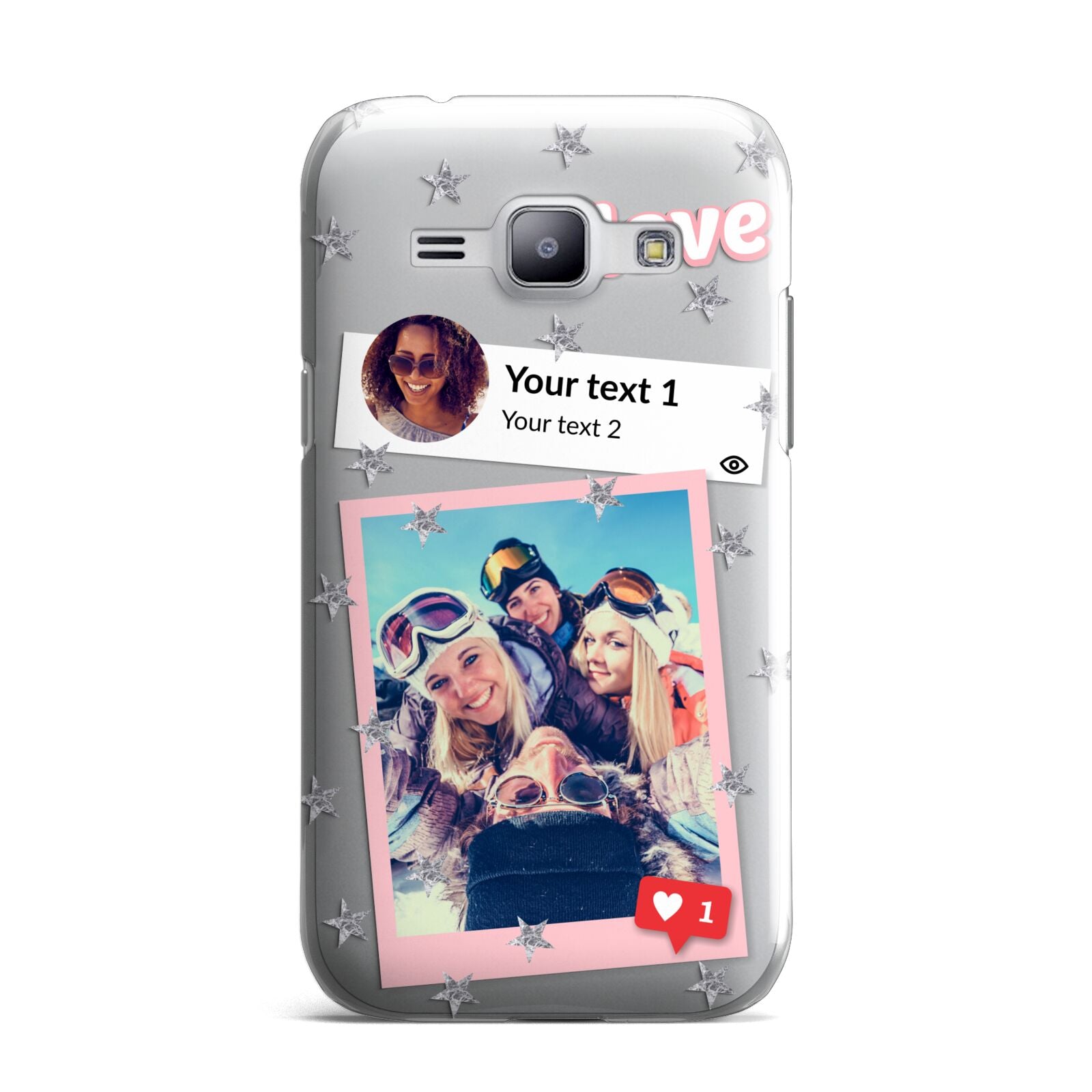 Starry Social Media Photo Montage Upload with Text Samsung Galaxy J1 2015 Case