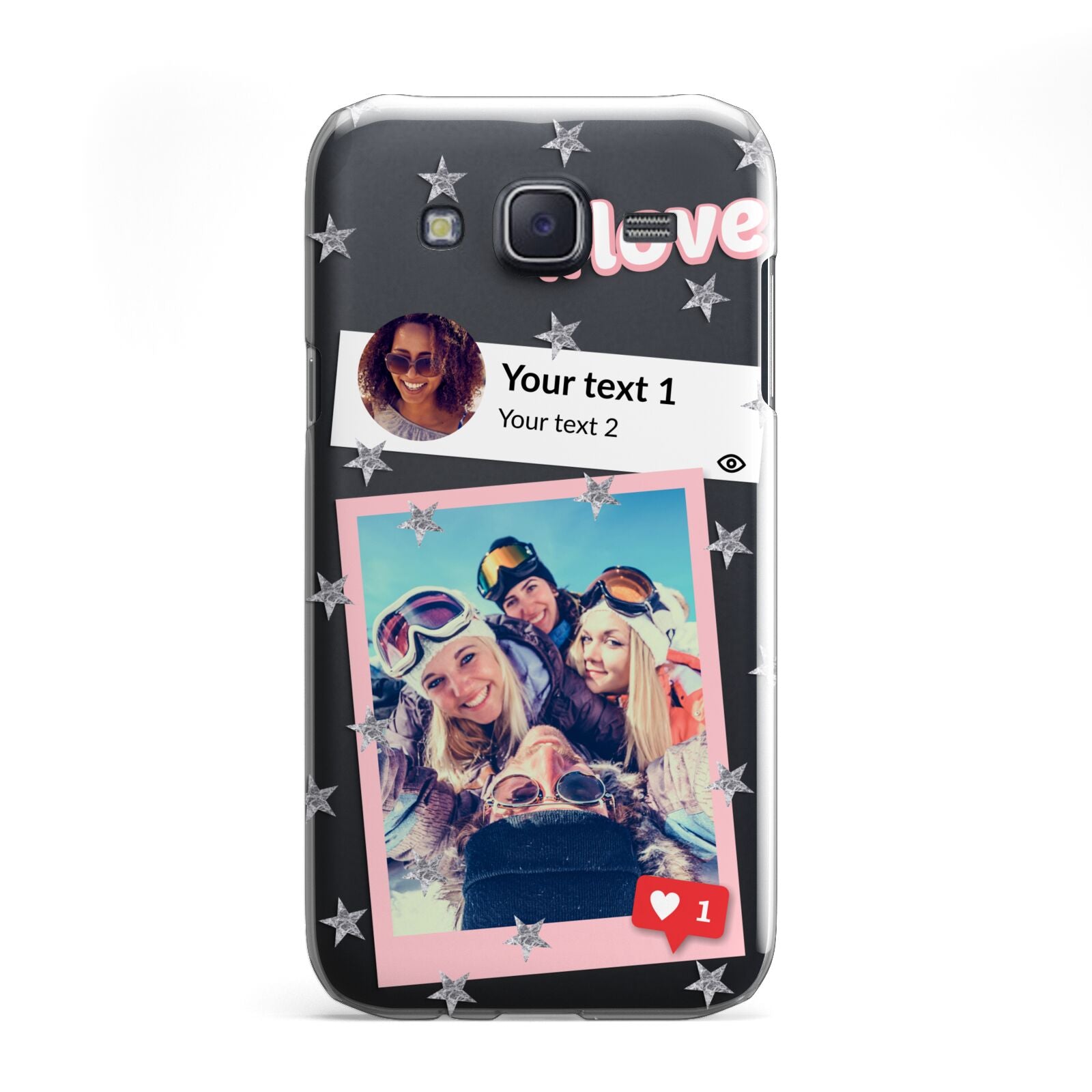 Starry Social Media Photo Montage Upload with Text Samsung Galaxy J5 Case