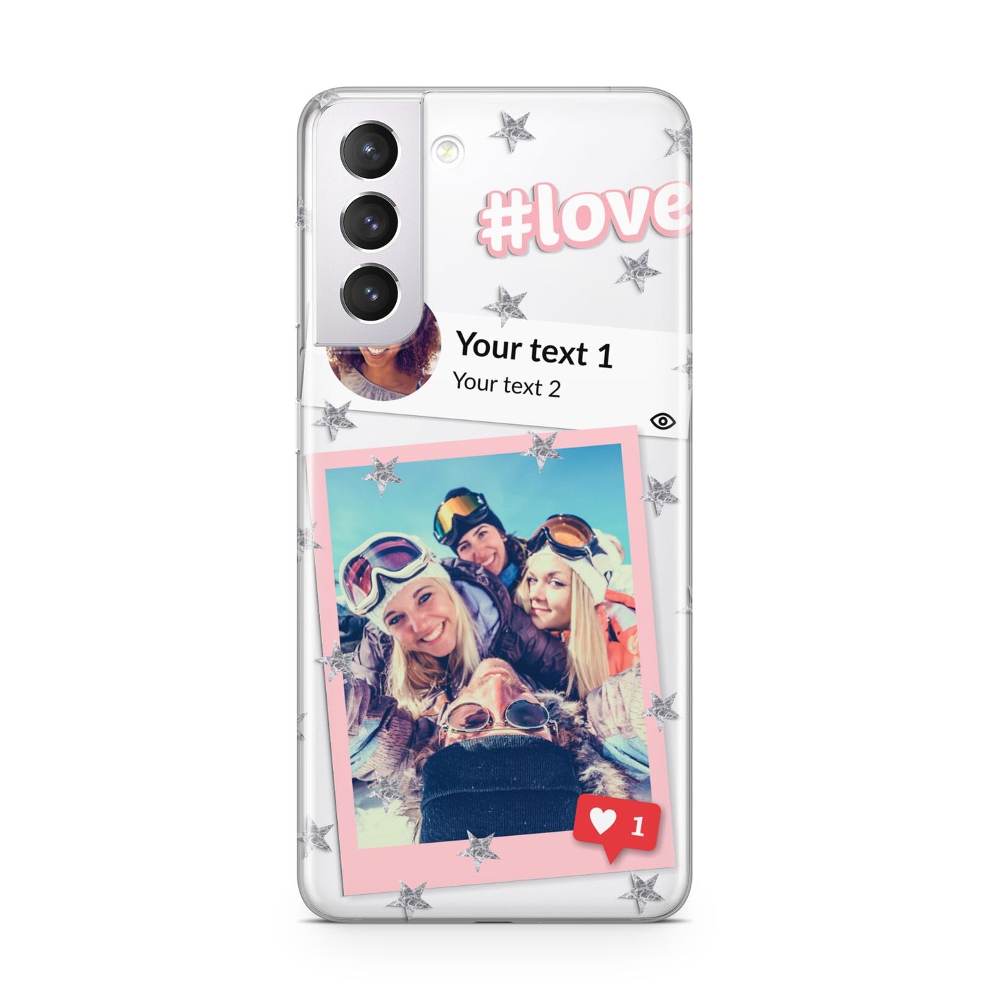 Starry Social Media Photo Montage Upload with Text Samsung S21 Case