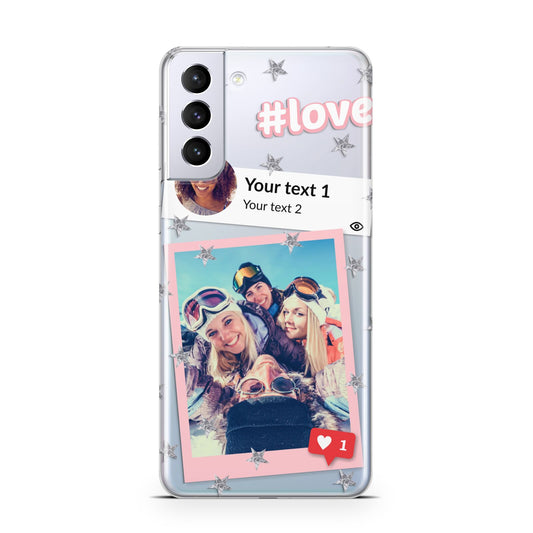 Starry Social Media Photo Montage Upload with Text Samsung S21 Plus Phone Case
