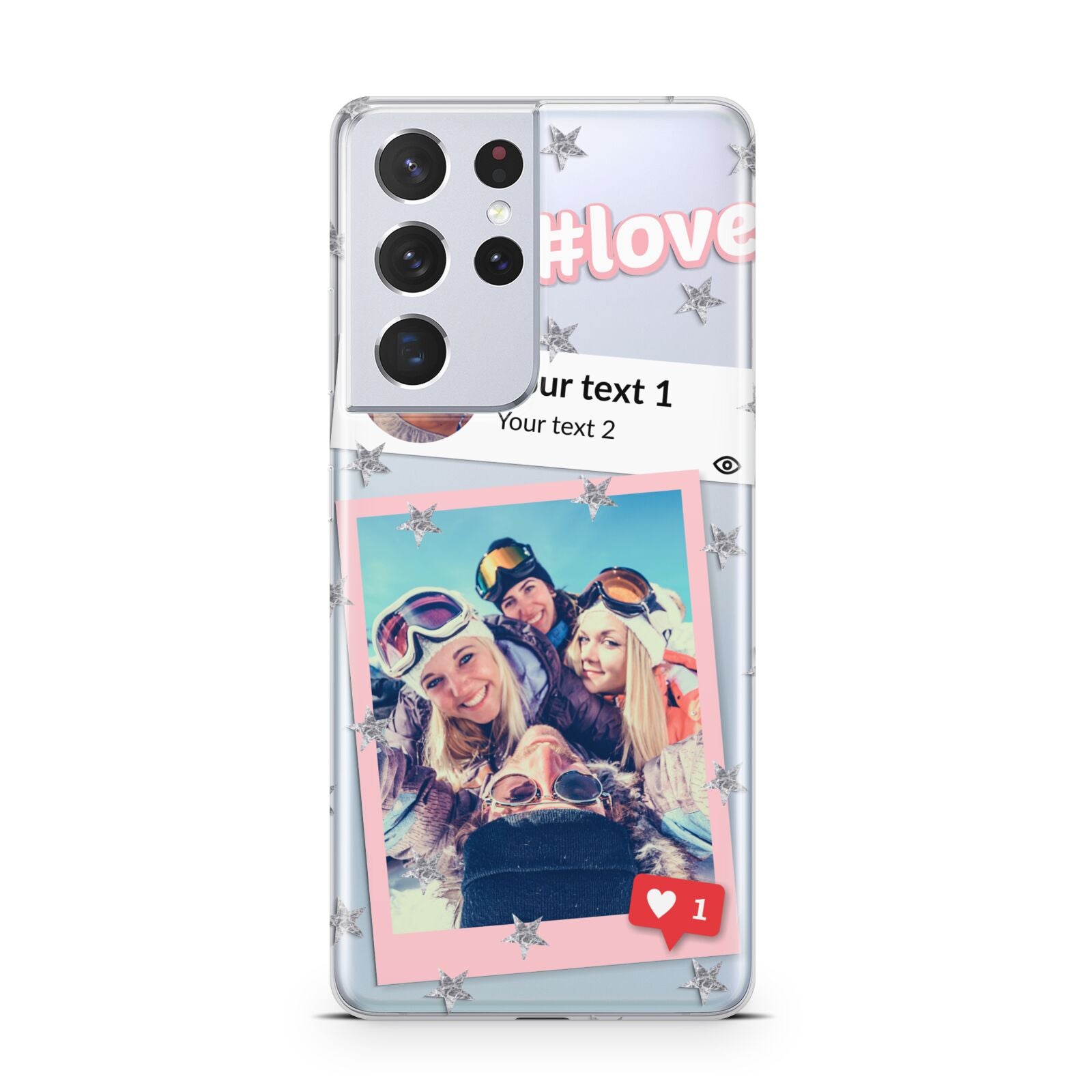 Starry Social Media Photo Montage Upload with Text Samsung S21 Ultra Case