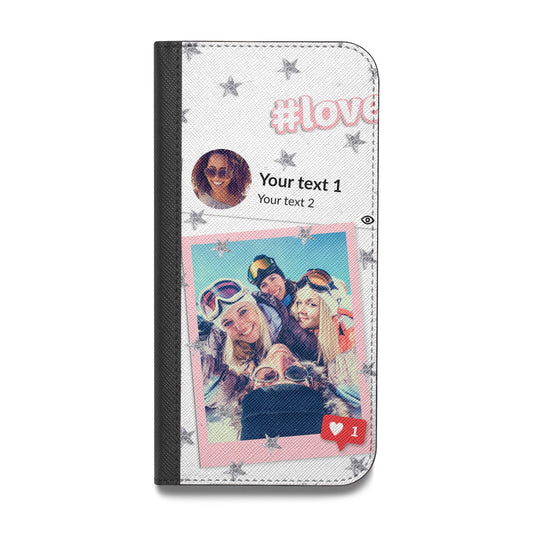 Starry Social Media Photo Montage Upload with Text Vegan Leather Flip Samsung Case