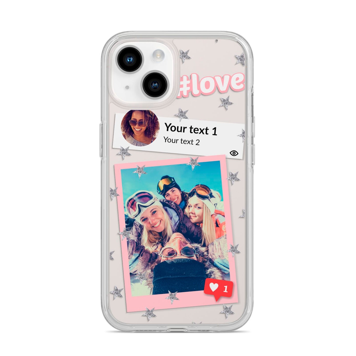 Starry Social Media Photo Montage Upload with Text iPhone 14 Clear Tough Case Starlight