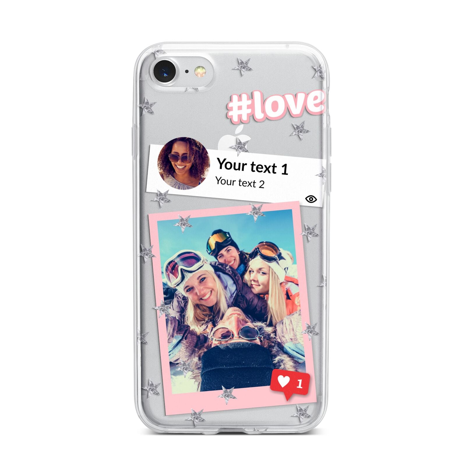 Starry Social Media Photo Montage Upload with Text iPhone 7 Bumper Case on Silver iPhone