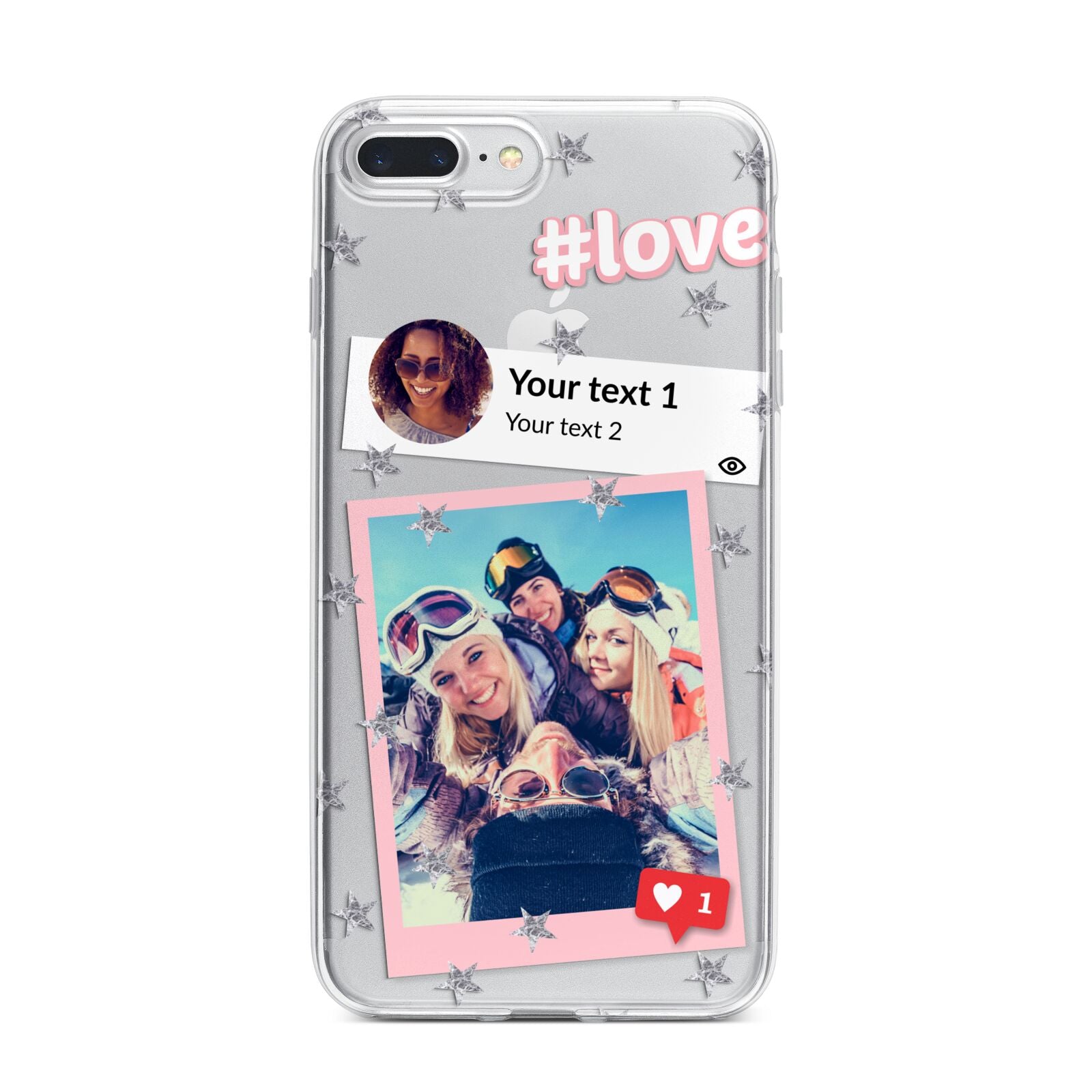 Starry Social Media Photo Montage Upload with Text iPhone 7 Plus Bumper Case on Silver iPhone