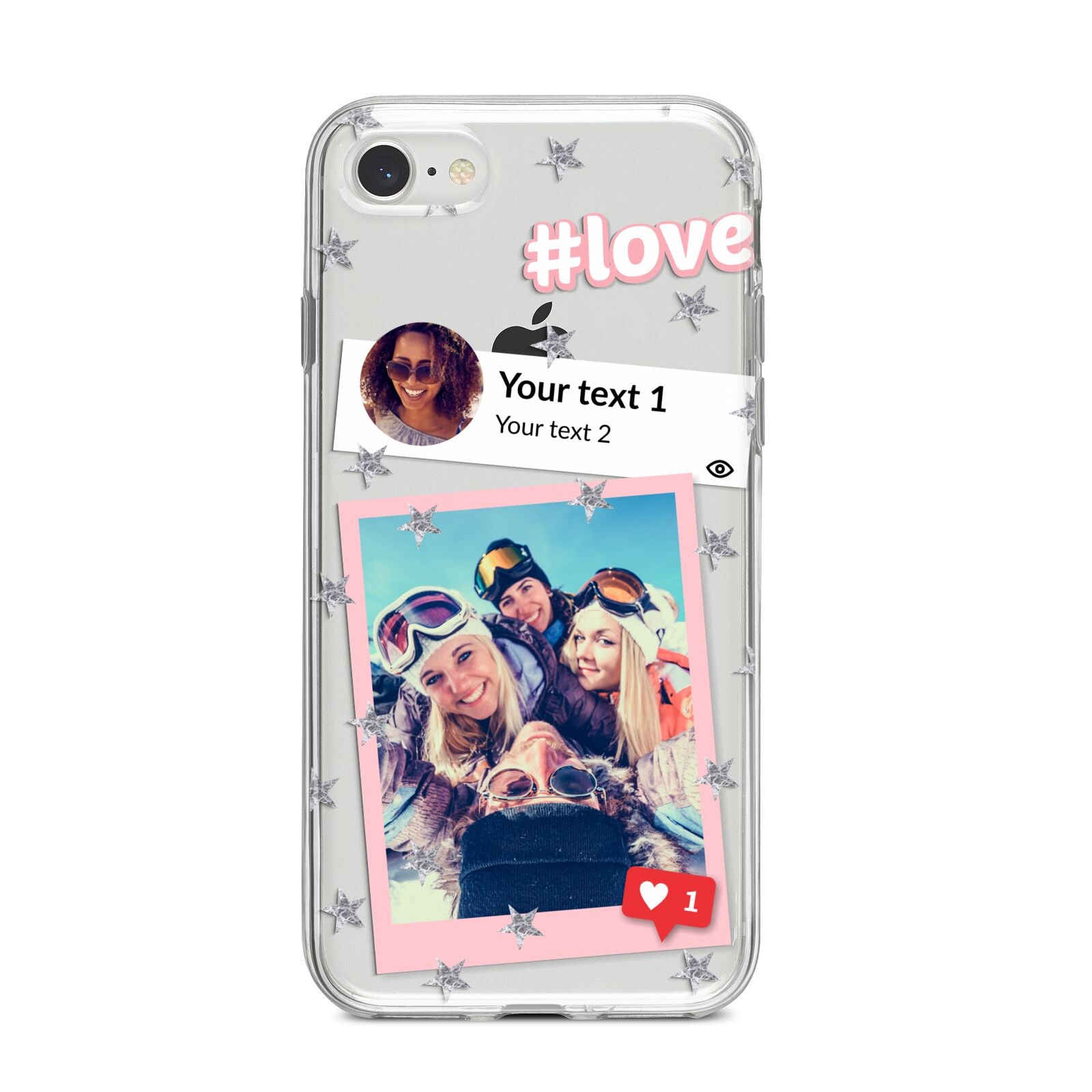 Starry Social Media Photo Montage Upload with Text iPhone 8 Bumper Case on Silver iPhone