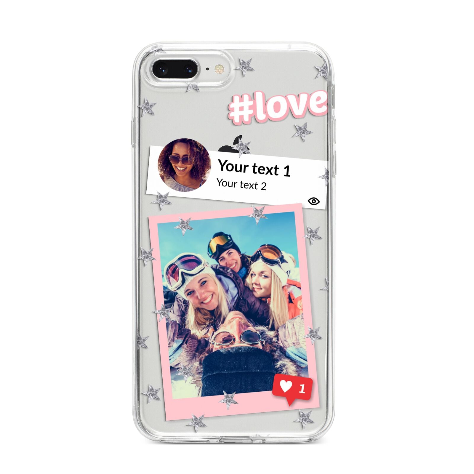 Starry Social Media Photo Montage Upload with Text iPhone 8 Plus Bumper Case on Silver iPhone