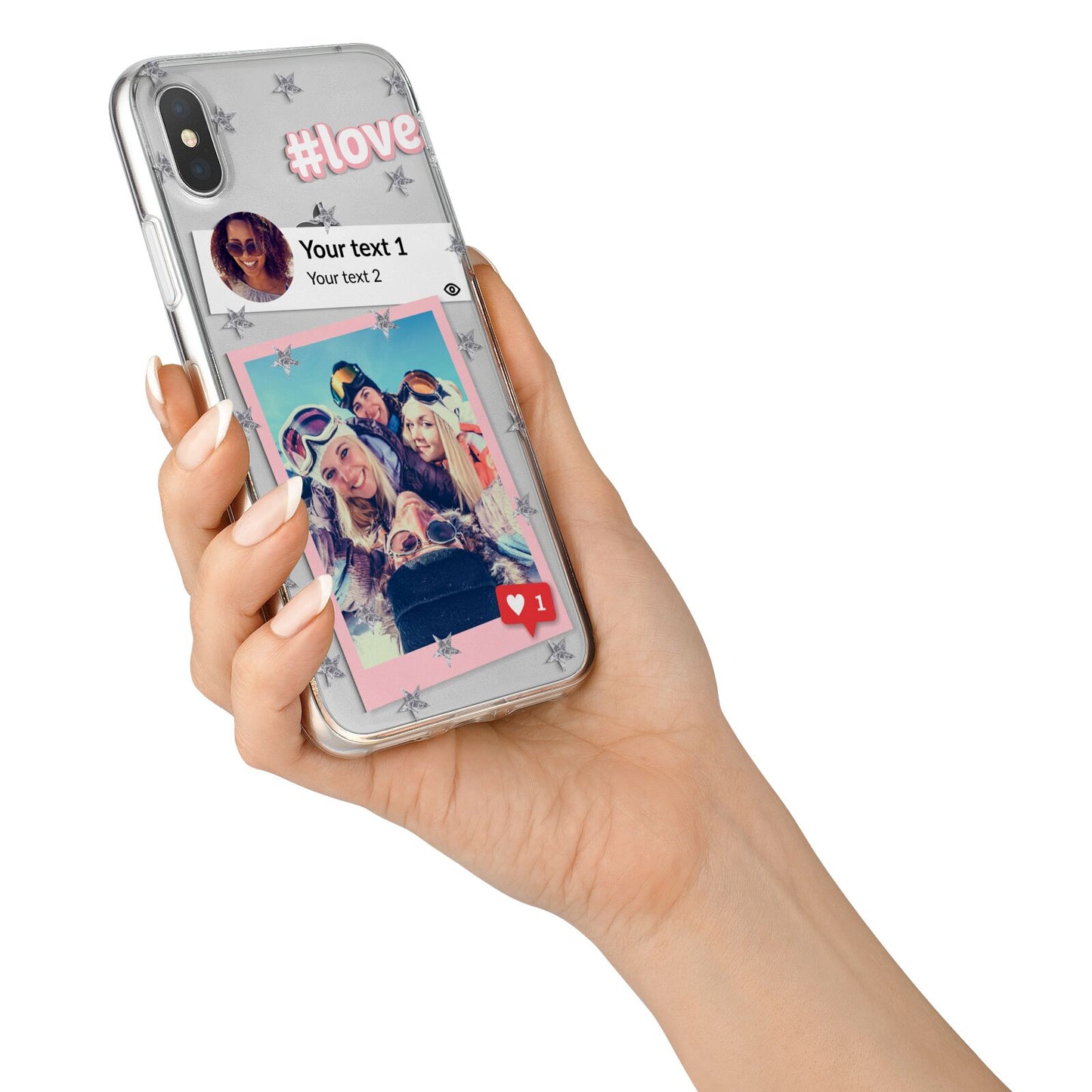 Starry Social Media Photo Montage Upload with Text iPhone X Bumper Case on Silver iPhone Alternative Image 2