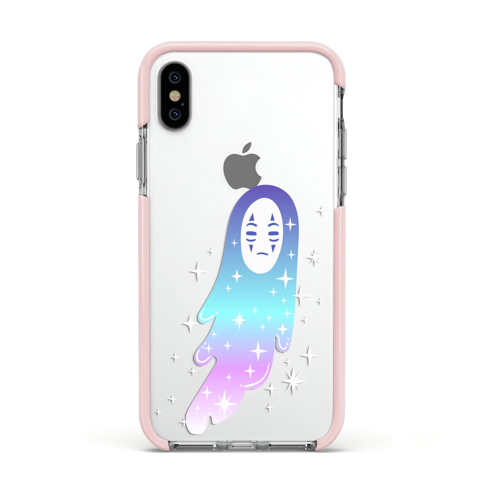 Starry Spectre Apple iPhone Xs Impact Case Pink Edge on Silver Phone