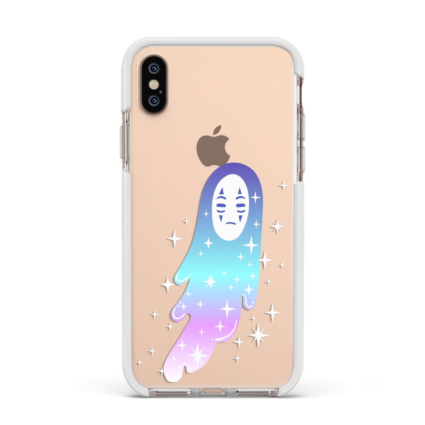 Starry Spectre Apple iPhone Xs Impact Case White Edge on Gold Phone