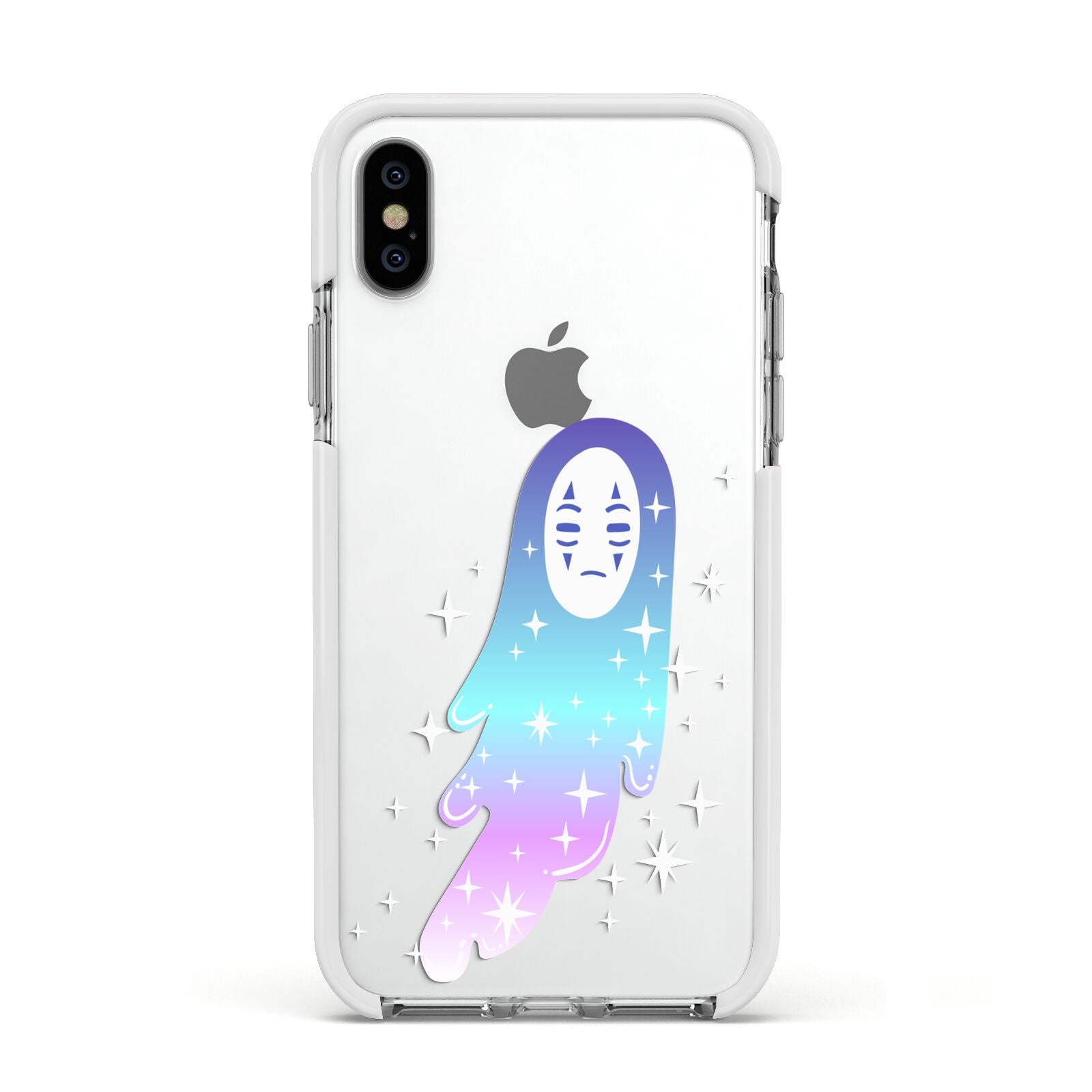 Starry Spectre Apple iPhone Xs Impact Case White Edge on Silver Phone